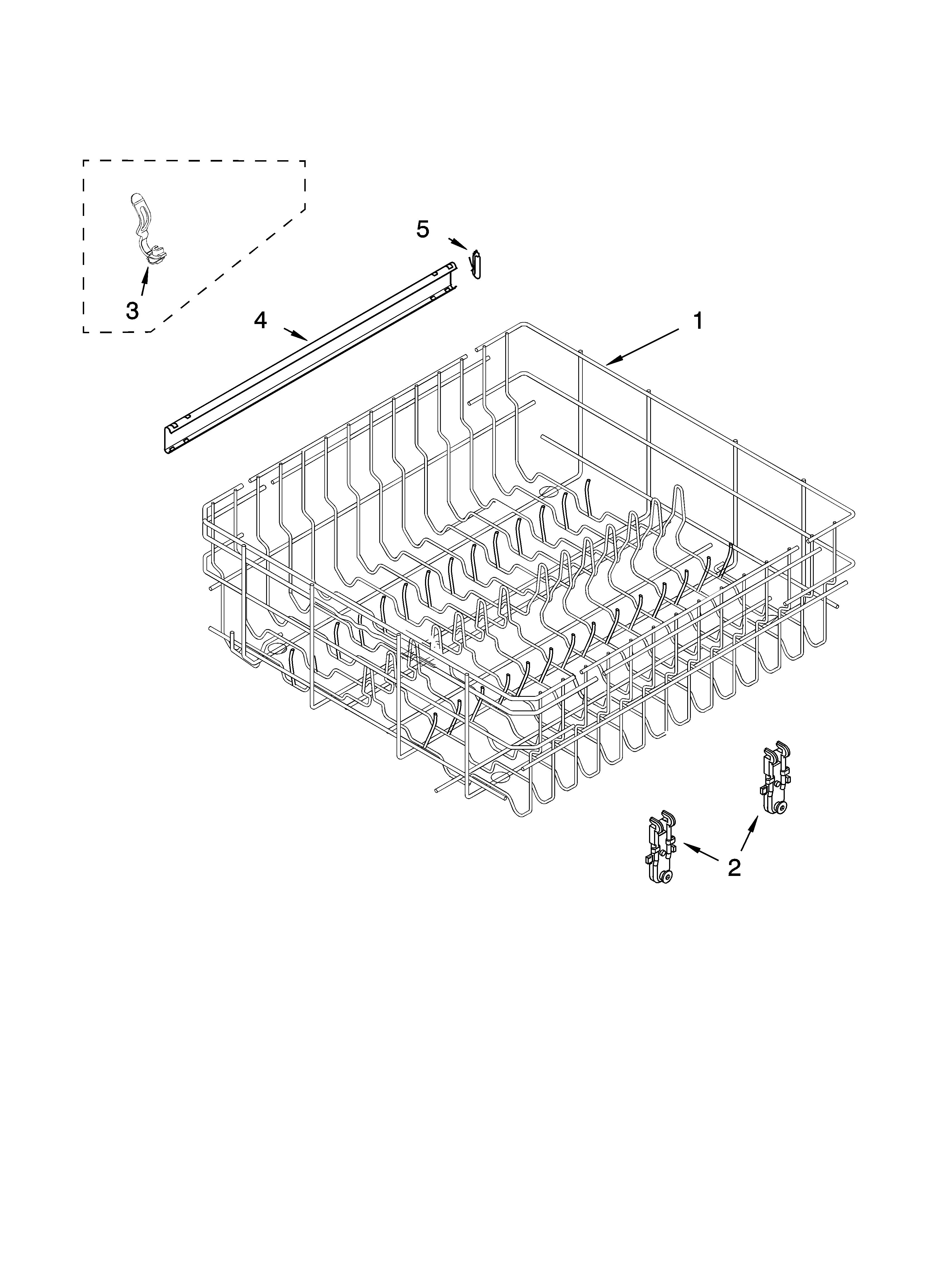 Kenmore 66517352301 upper rack and track parts diagram