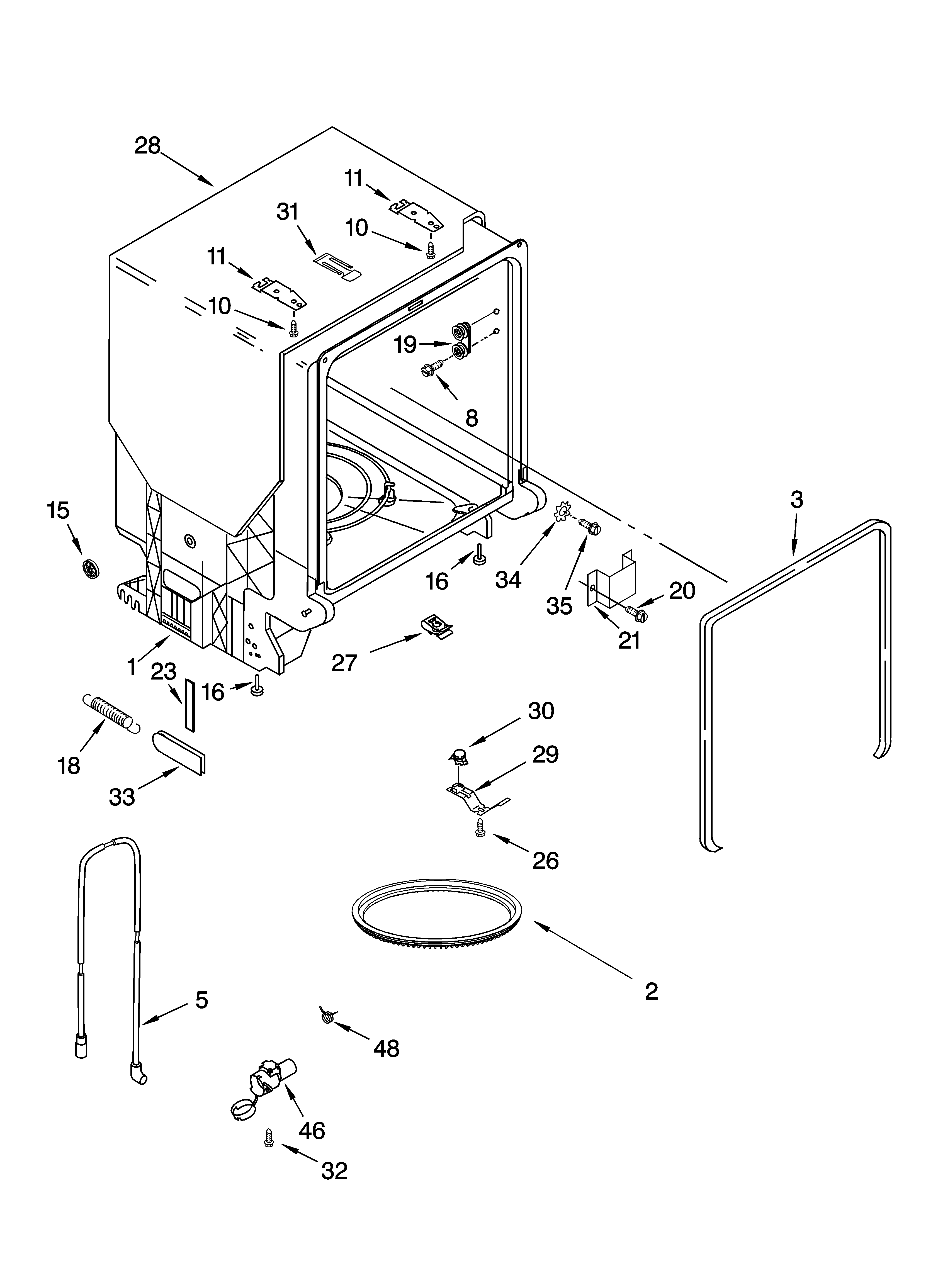 Kenmore 66516874000 tub and frame parts diagram