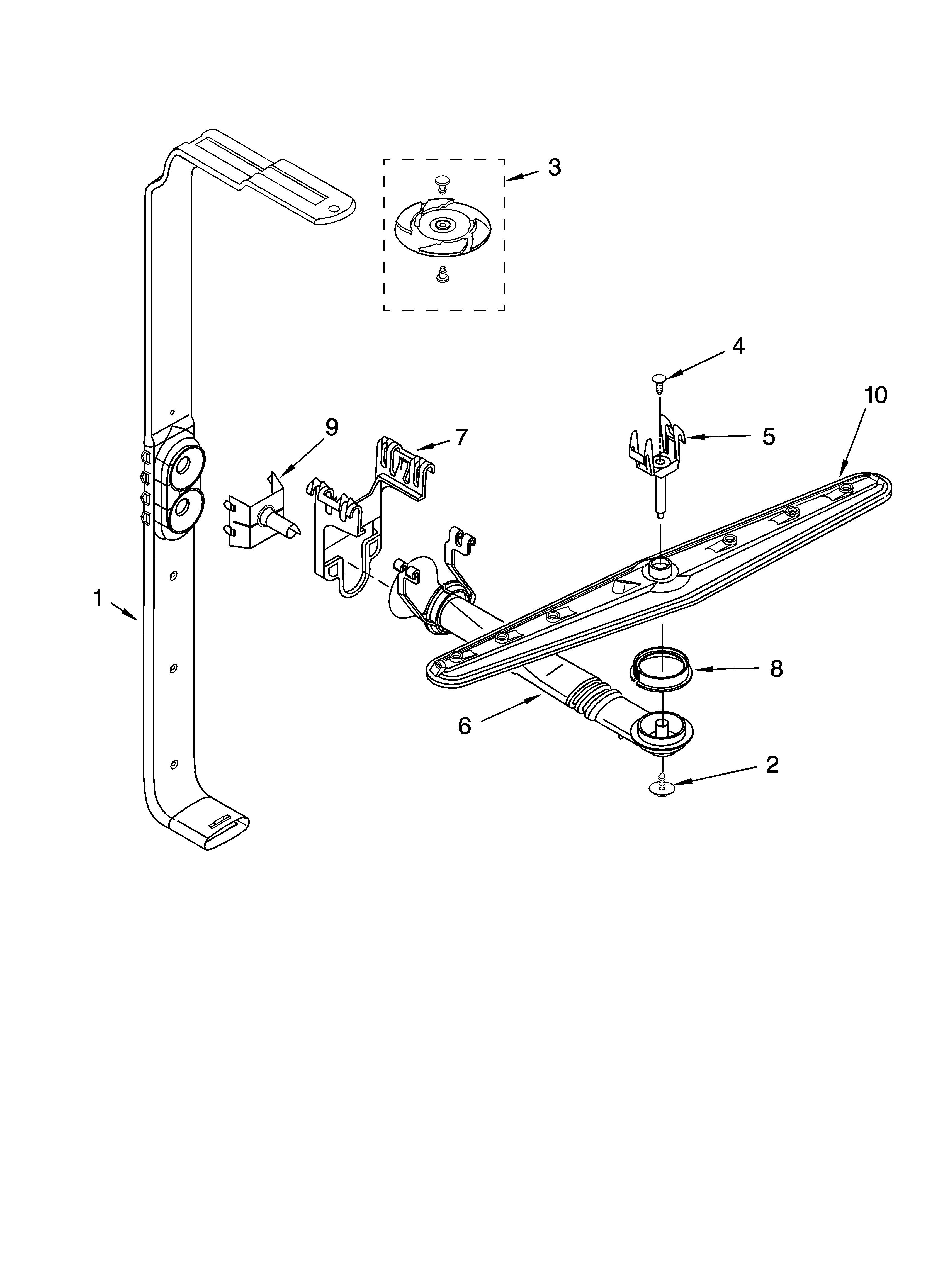 Kenmore 66516874000 upper wash and rinse parts diagram