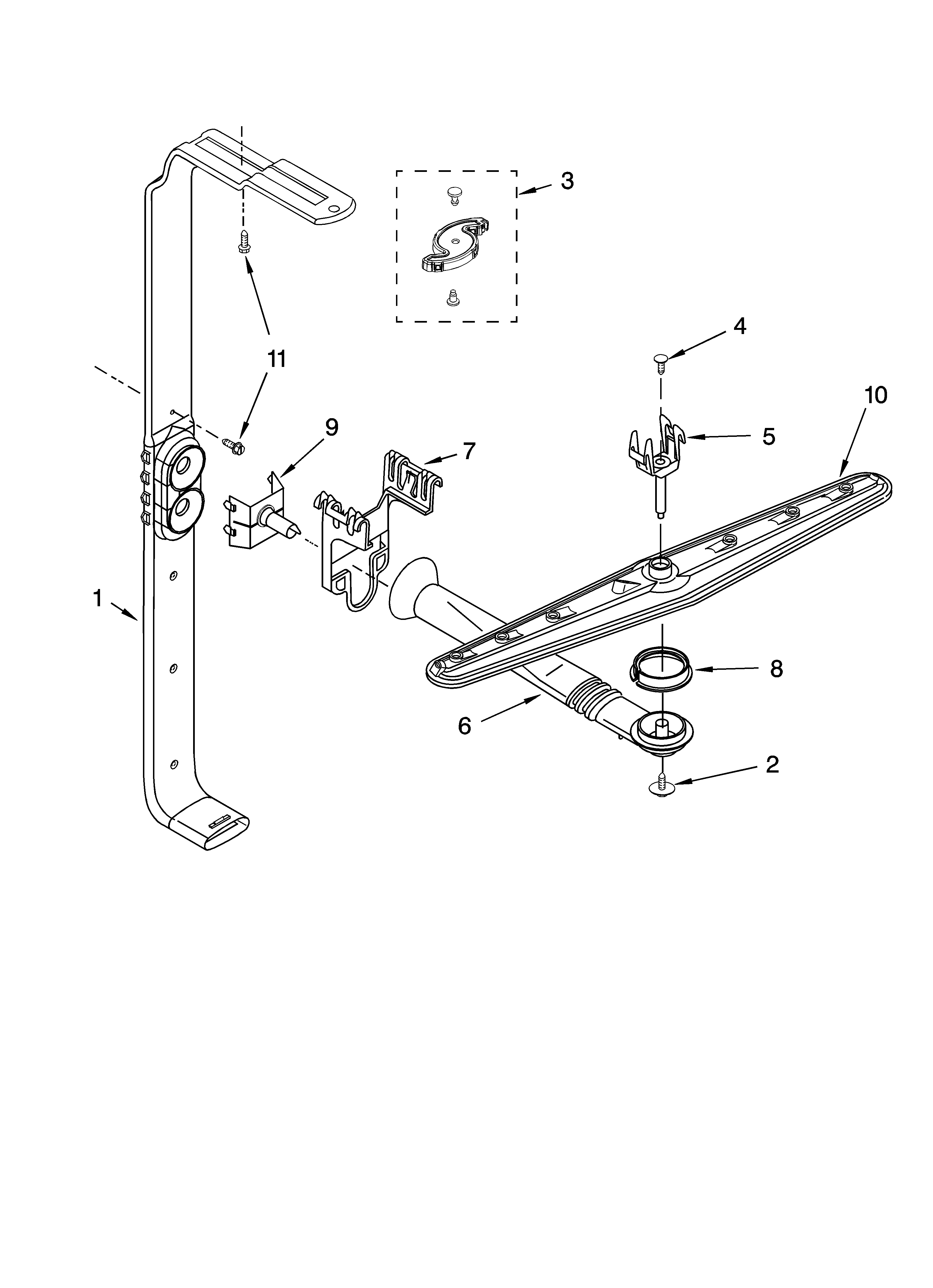 Kenmore 66516019400 upper wash and rinse parts diagram