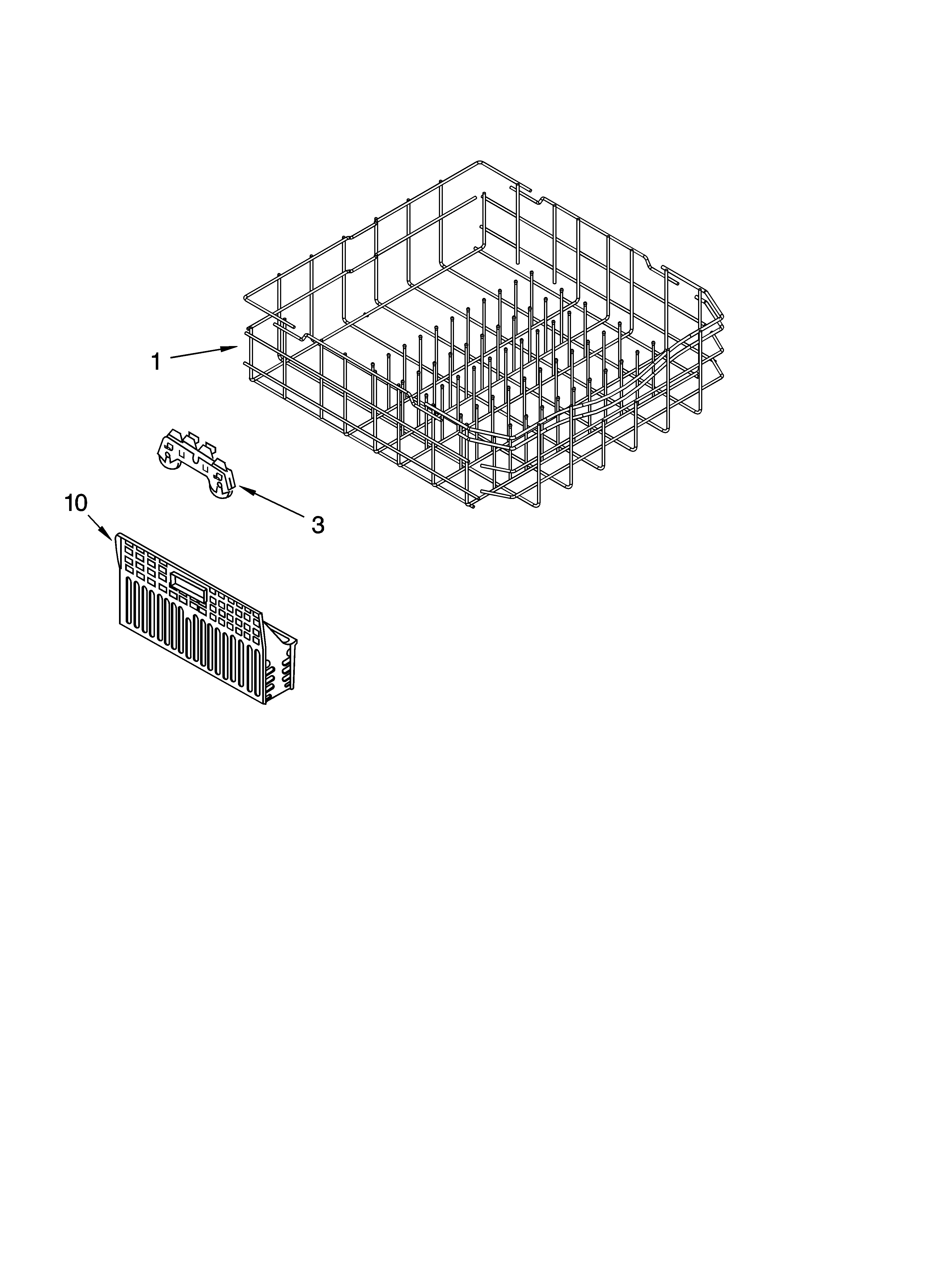 Kenmore 66516019400 lower rack parts, optional parts (not included) diagram