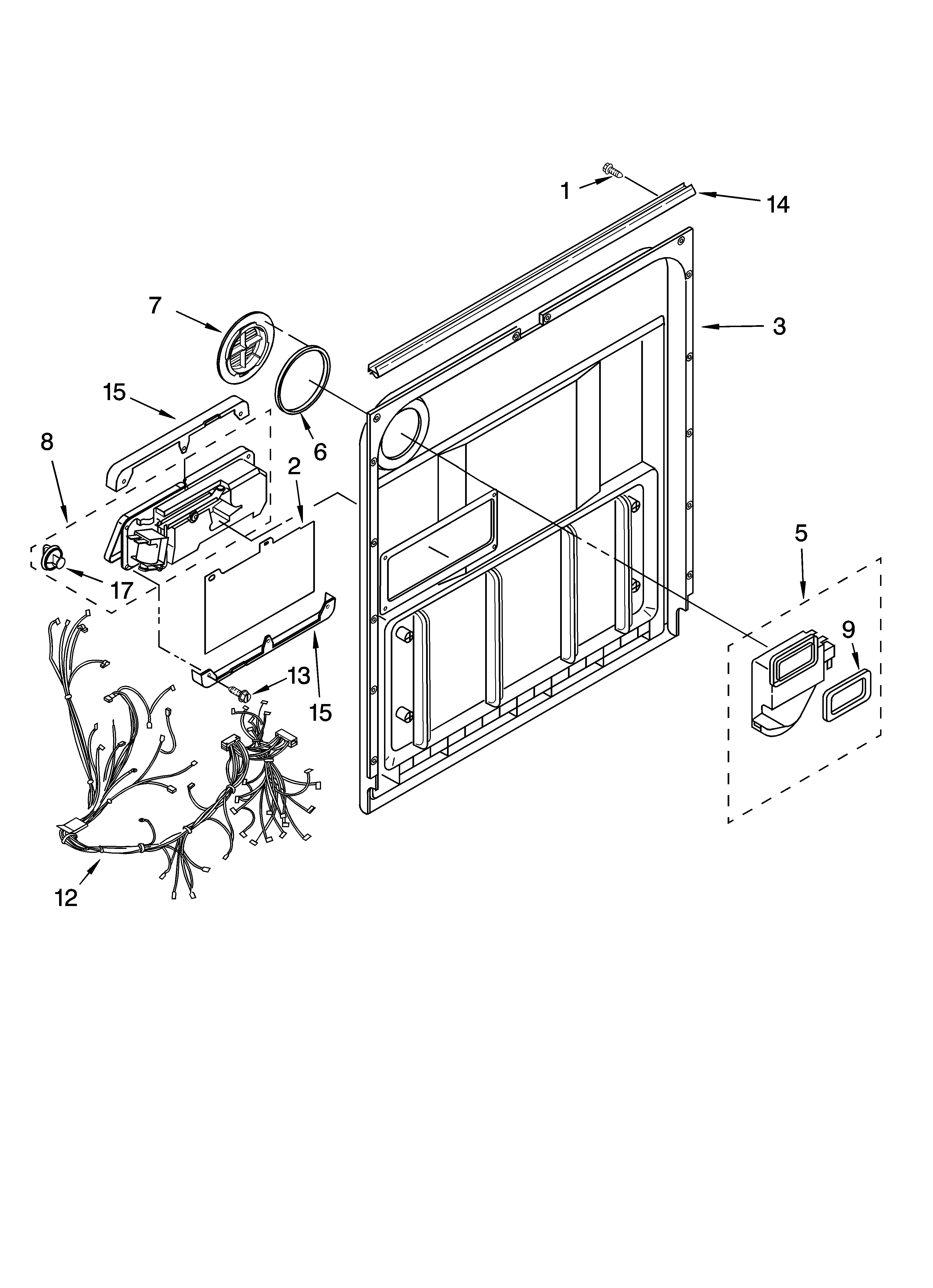Kenmore 66517014401 door and latch parts diagram