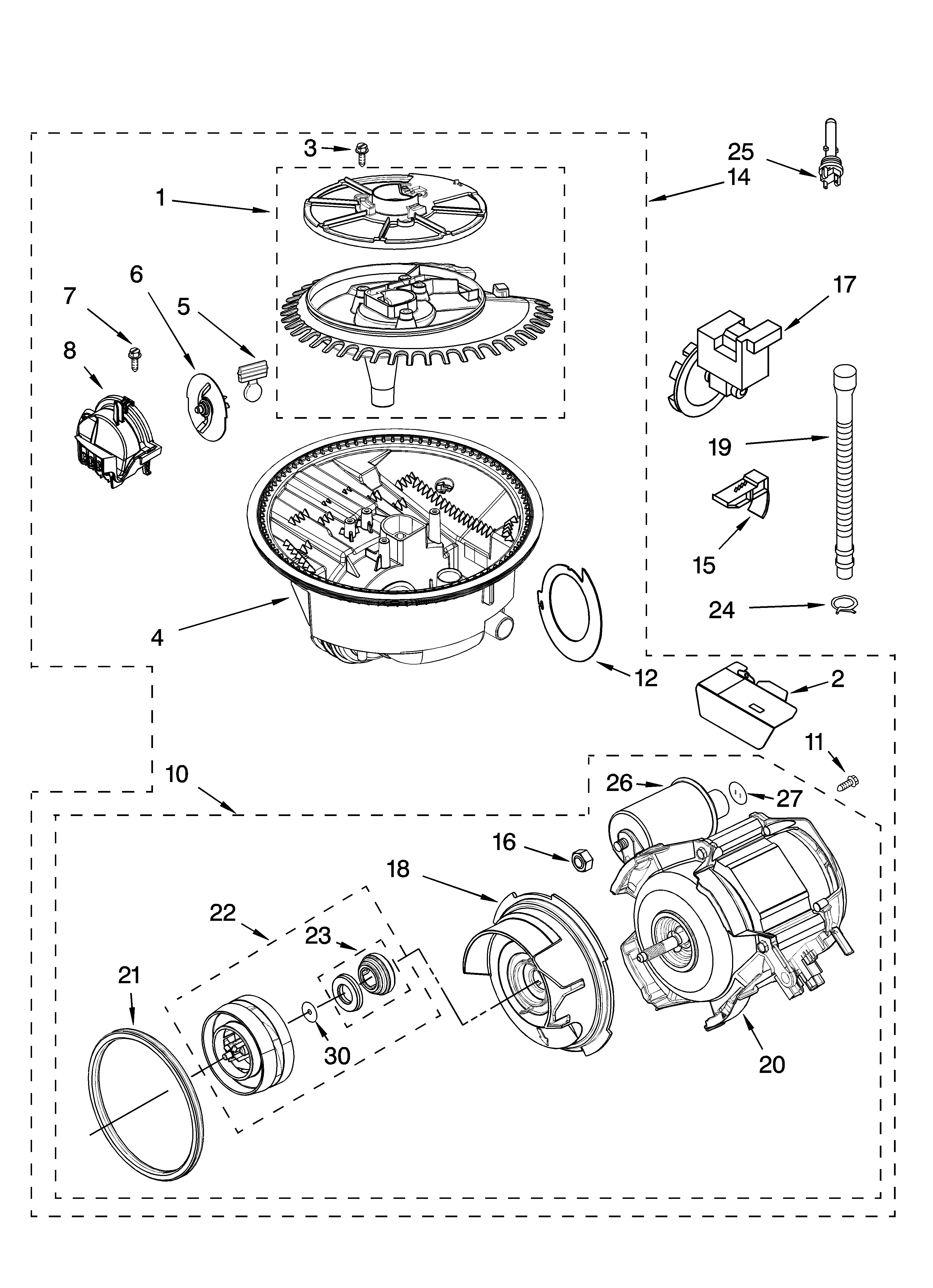 Kenmore 66517014401 pump and motor parts diagram