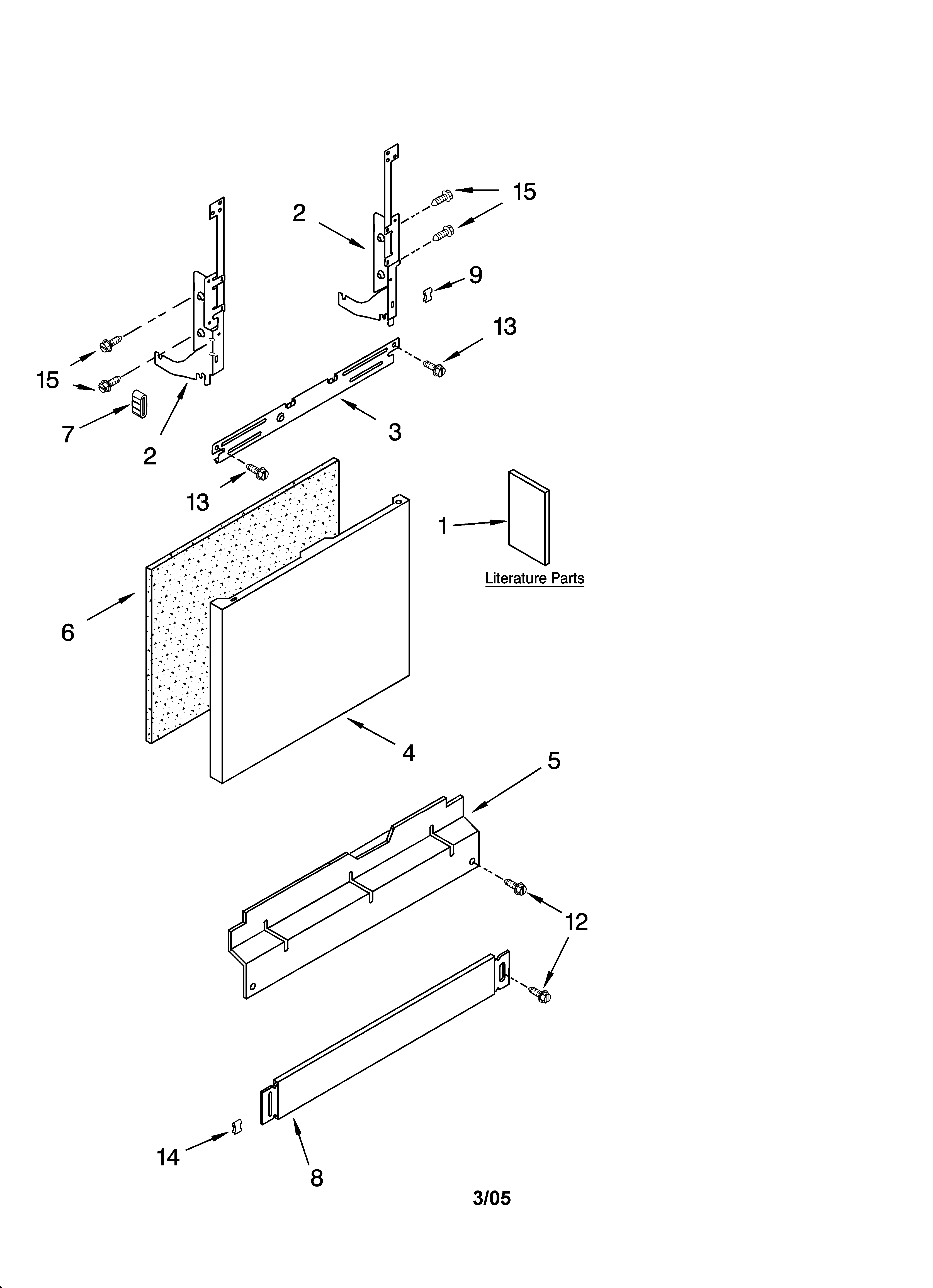 Kenmore 66516022400 door and panel parts diagram