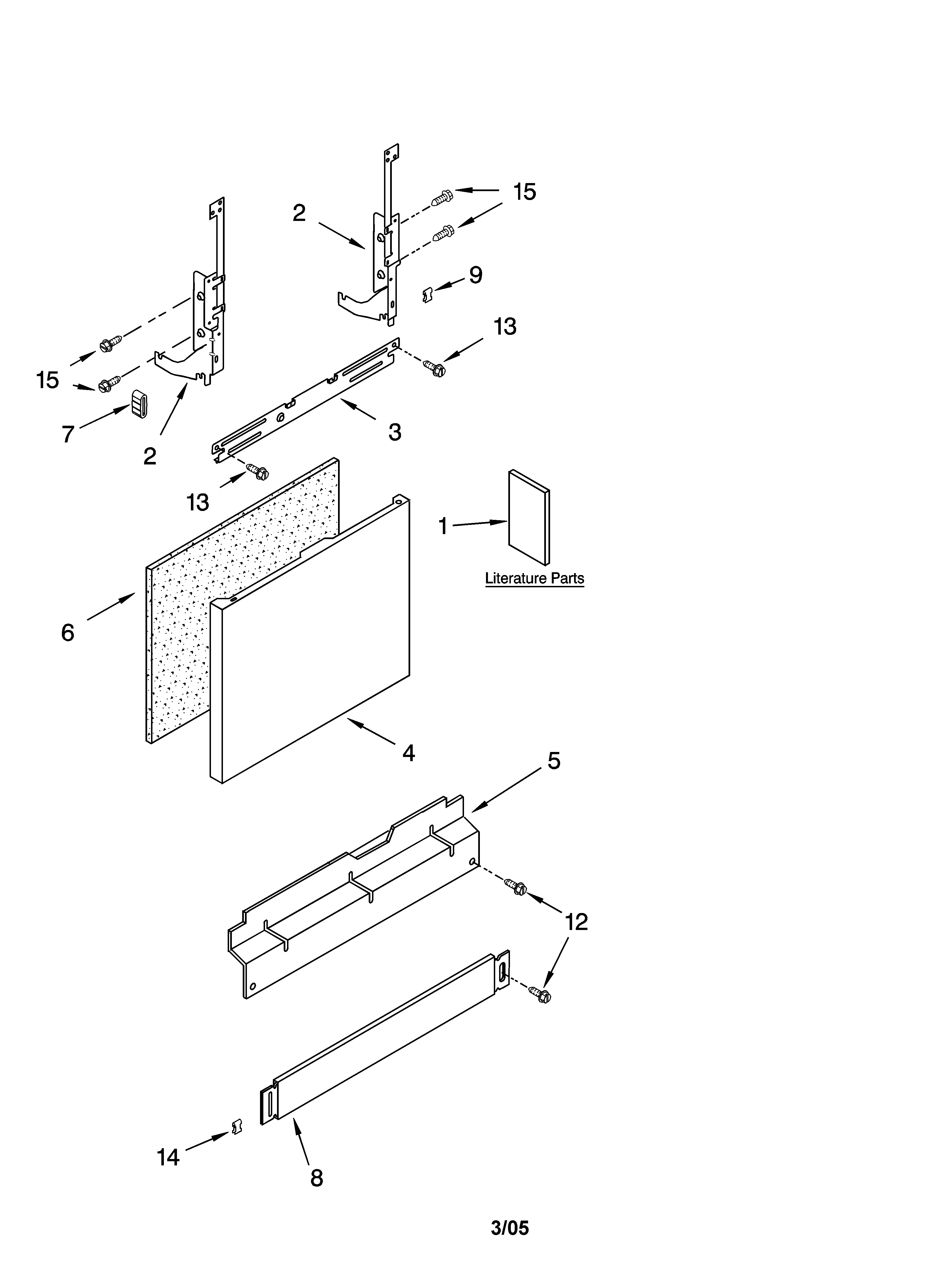 Kenmore 66517029401 door and panel parts diagram