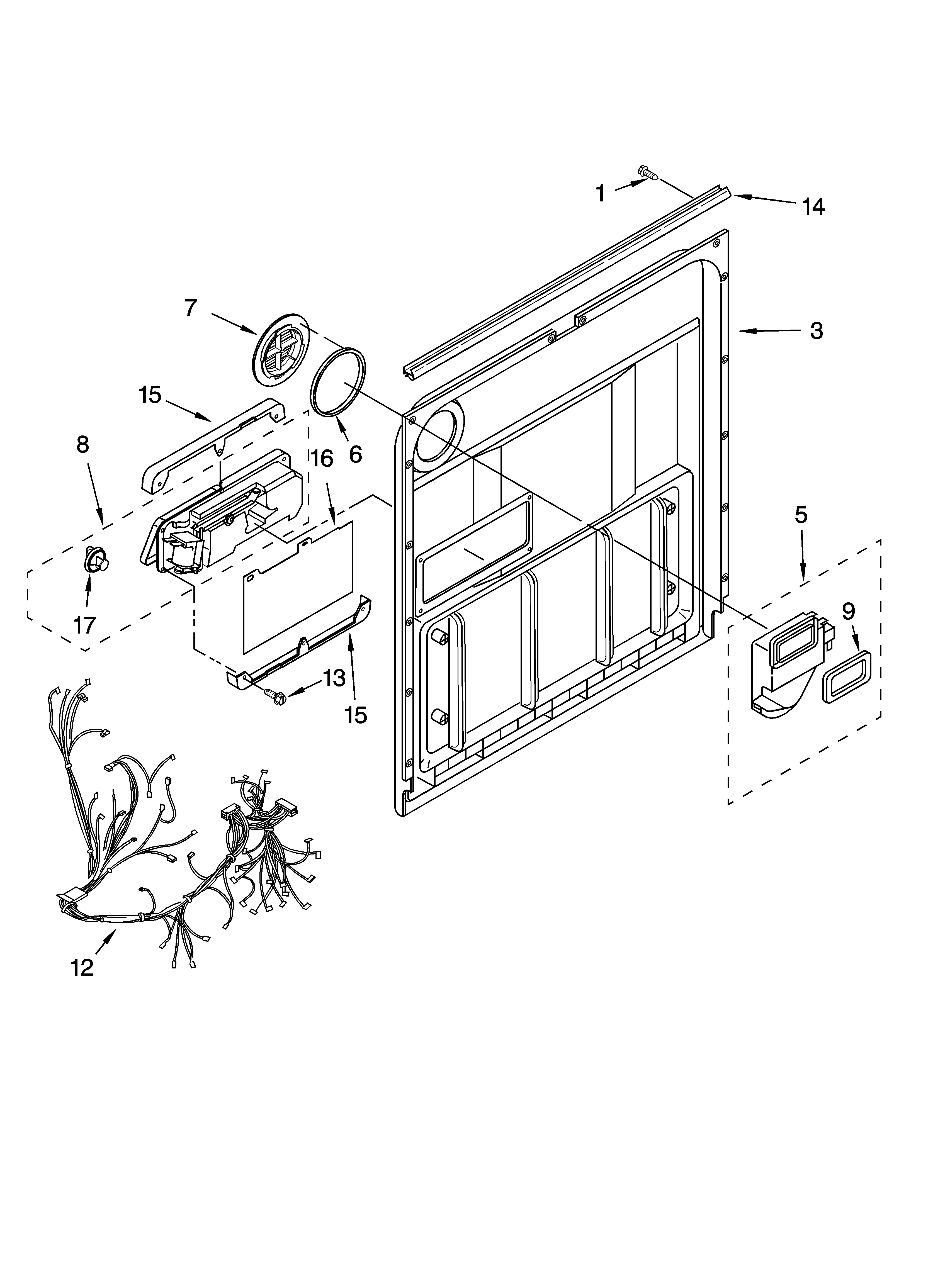Kenmore 66517029401 door and latch parts diagram