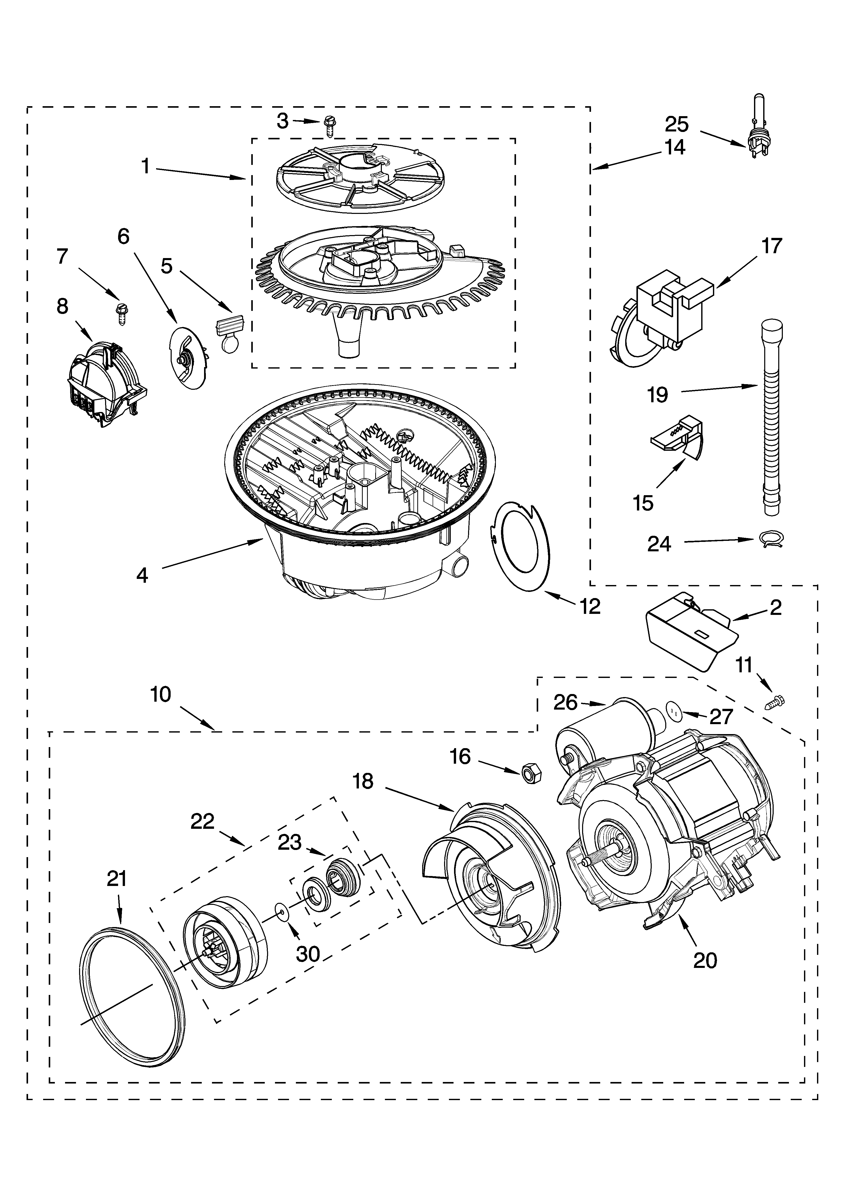 Kenmore 66516049401 pump and motor parts diagram
