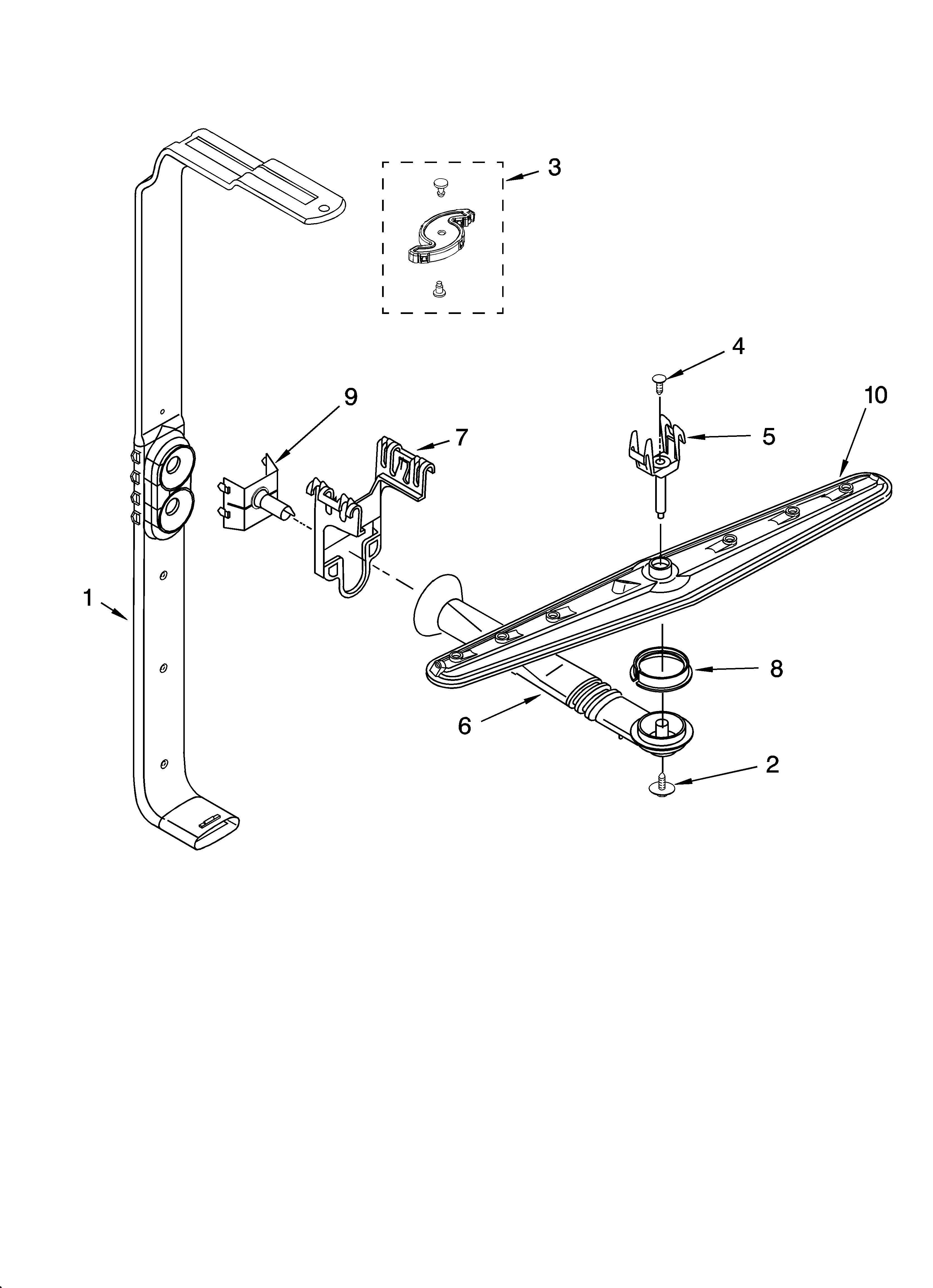 Kenmore 66516049401 upper wash and rinse parts diagram