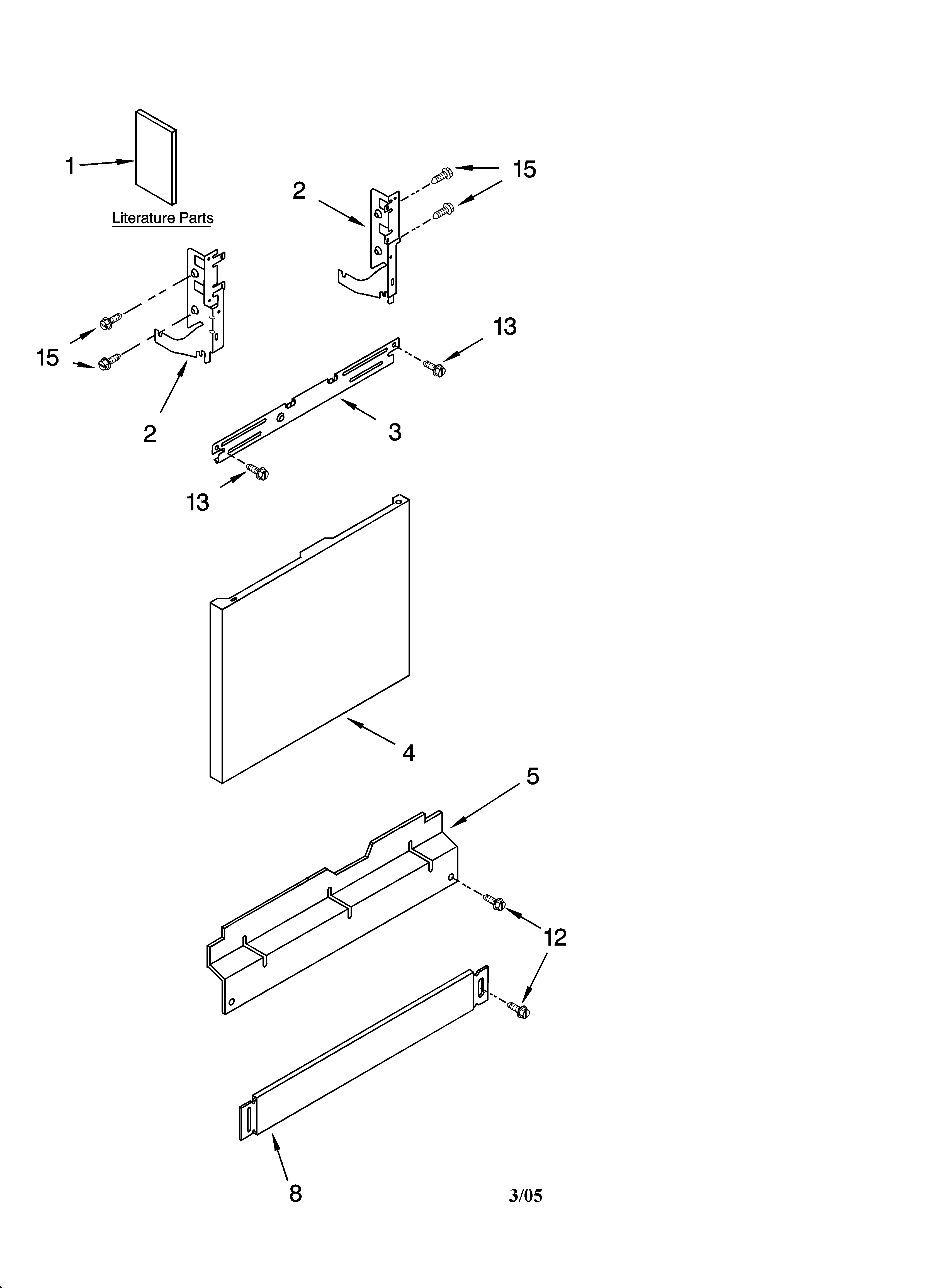 Kenmore Elite 66516054401 door and panel parts diagram