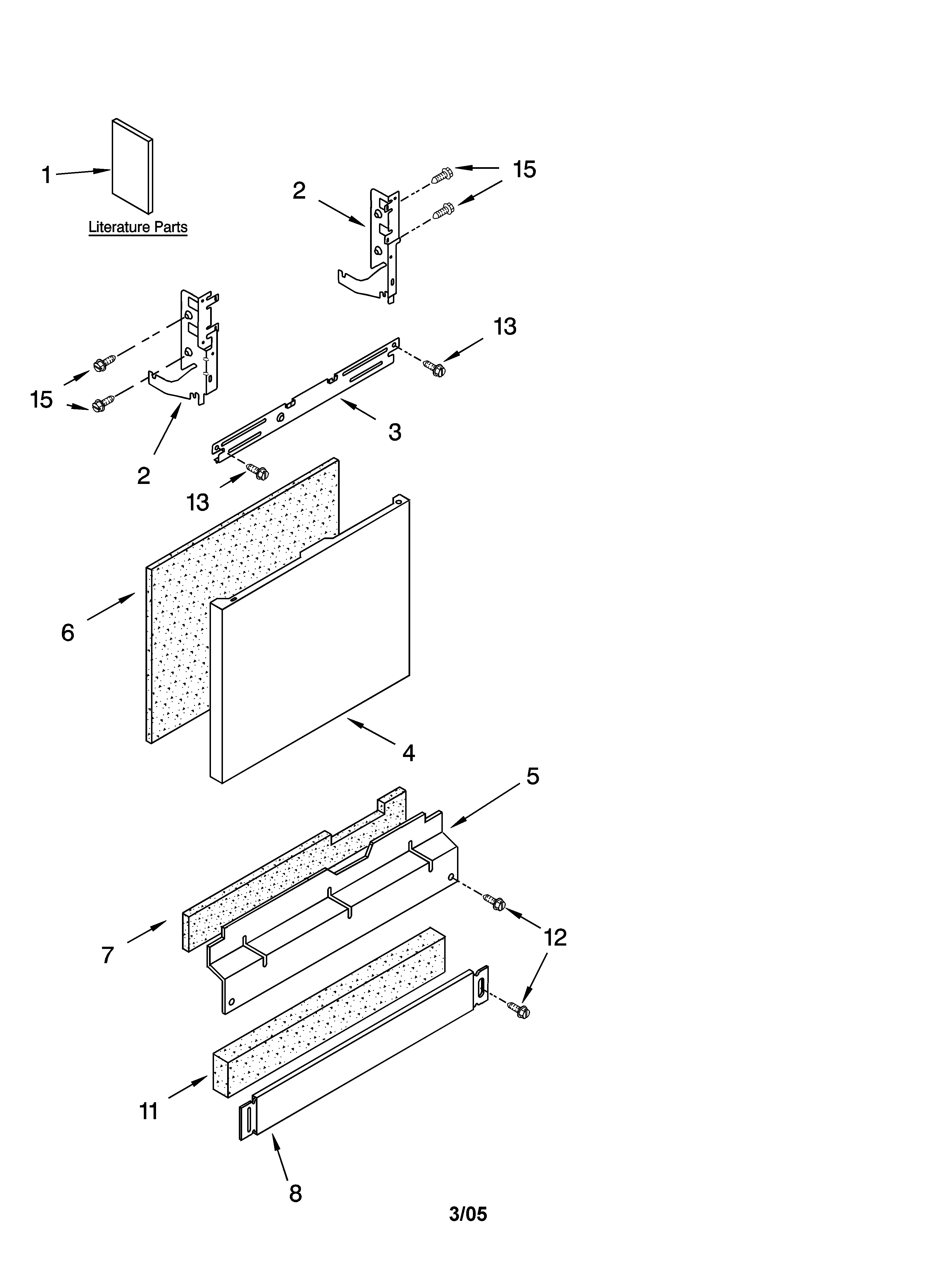 Kenmore Elite 66517264400 door and panel parts diagram