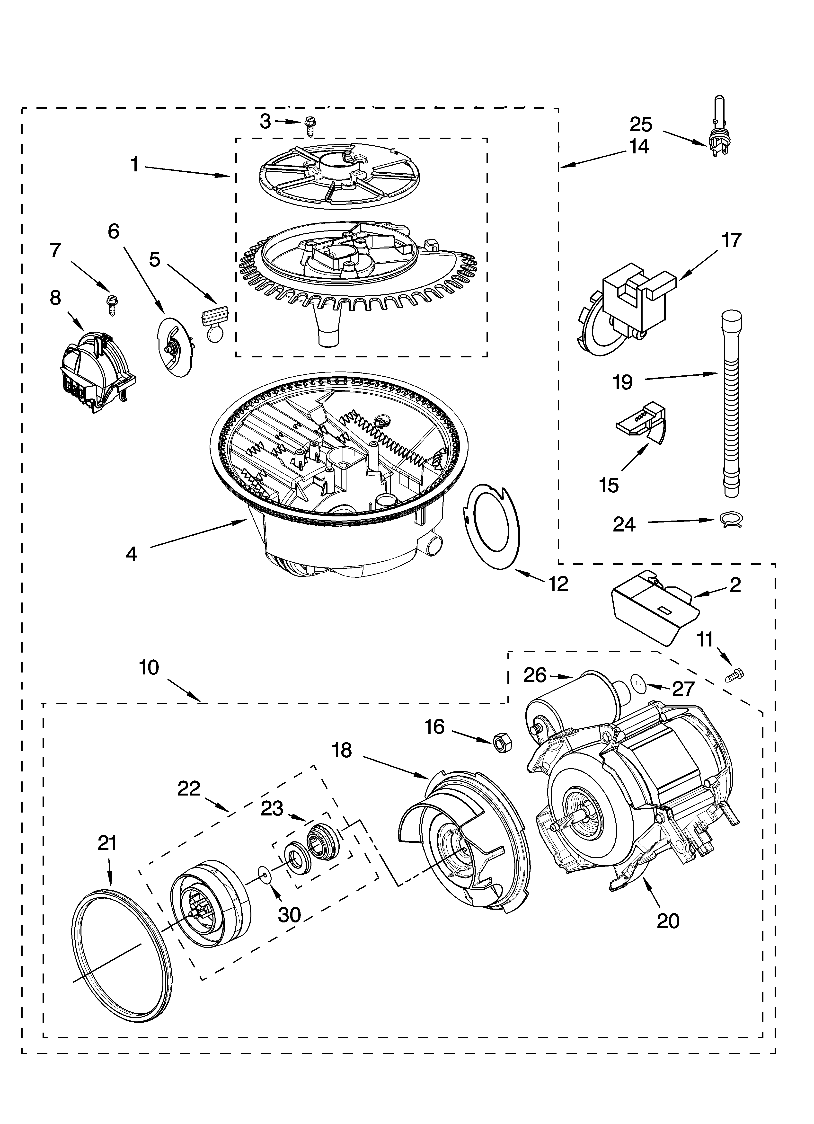 Kenmore Elite 66517264400 pump and motor parts diagram