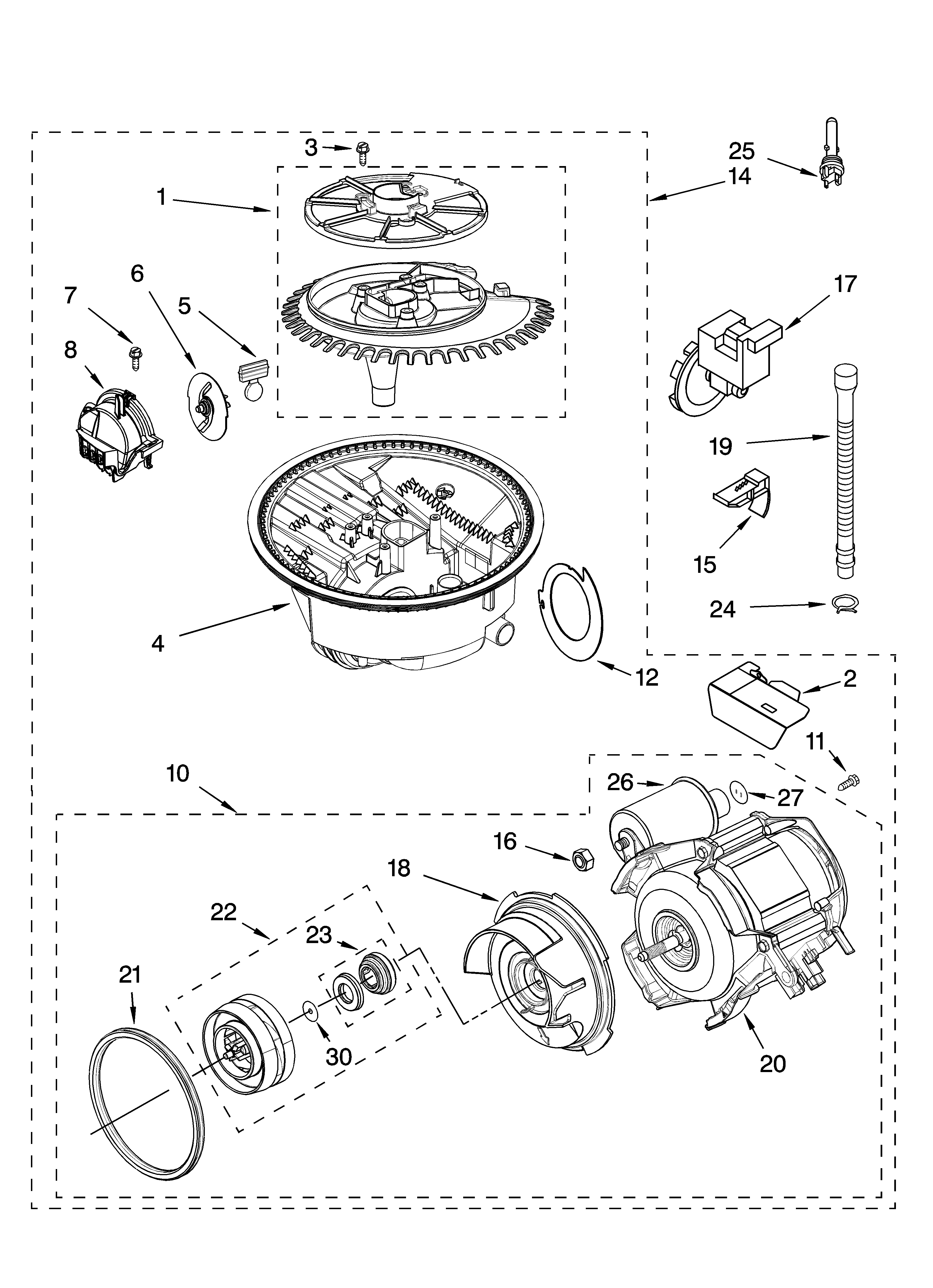 Kenmore Elite 66516274401 pump and motor parts diagram