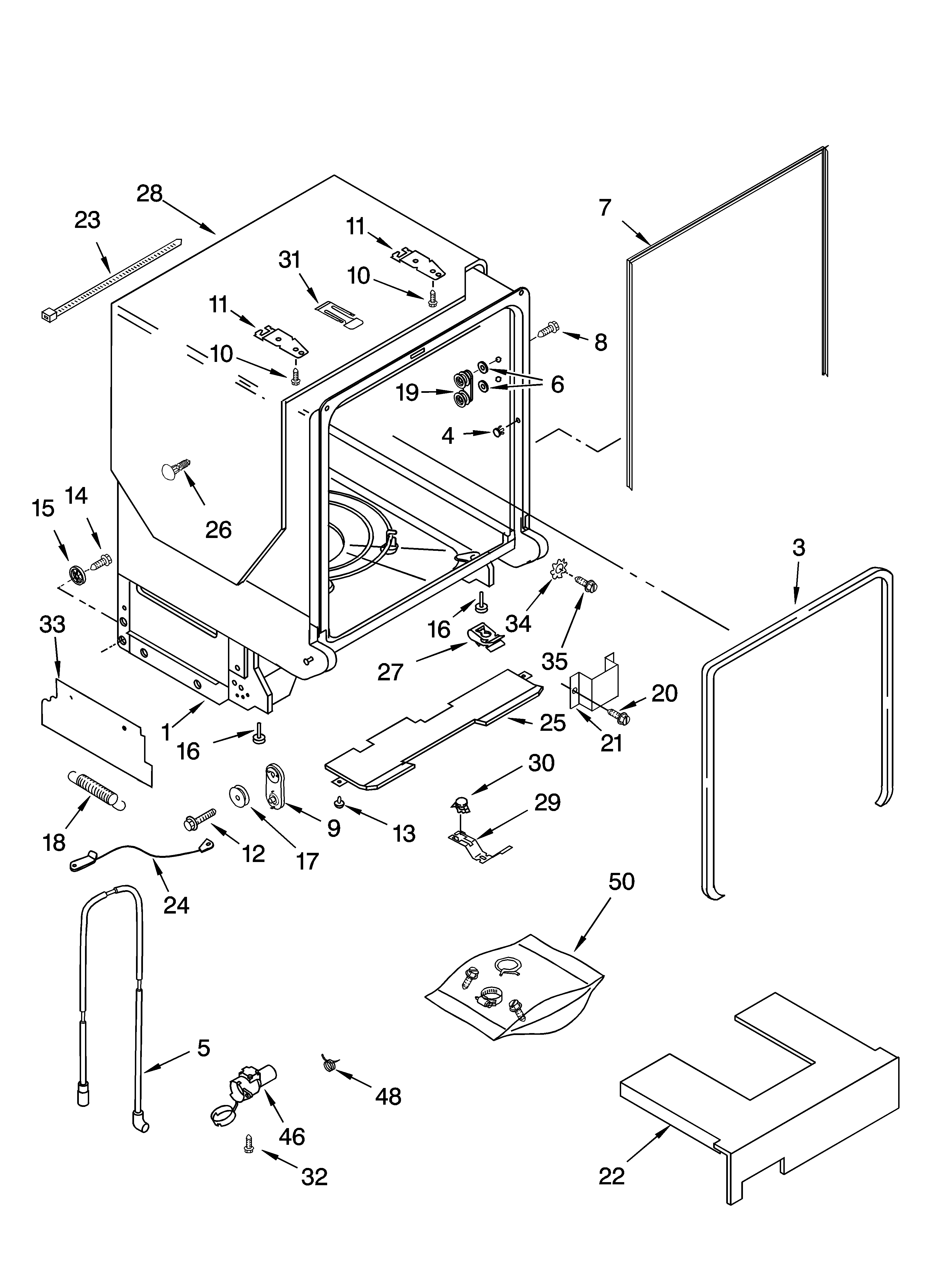 Kenmore Elite 66517289400 tub and frame parts diagram