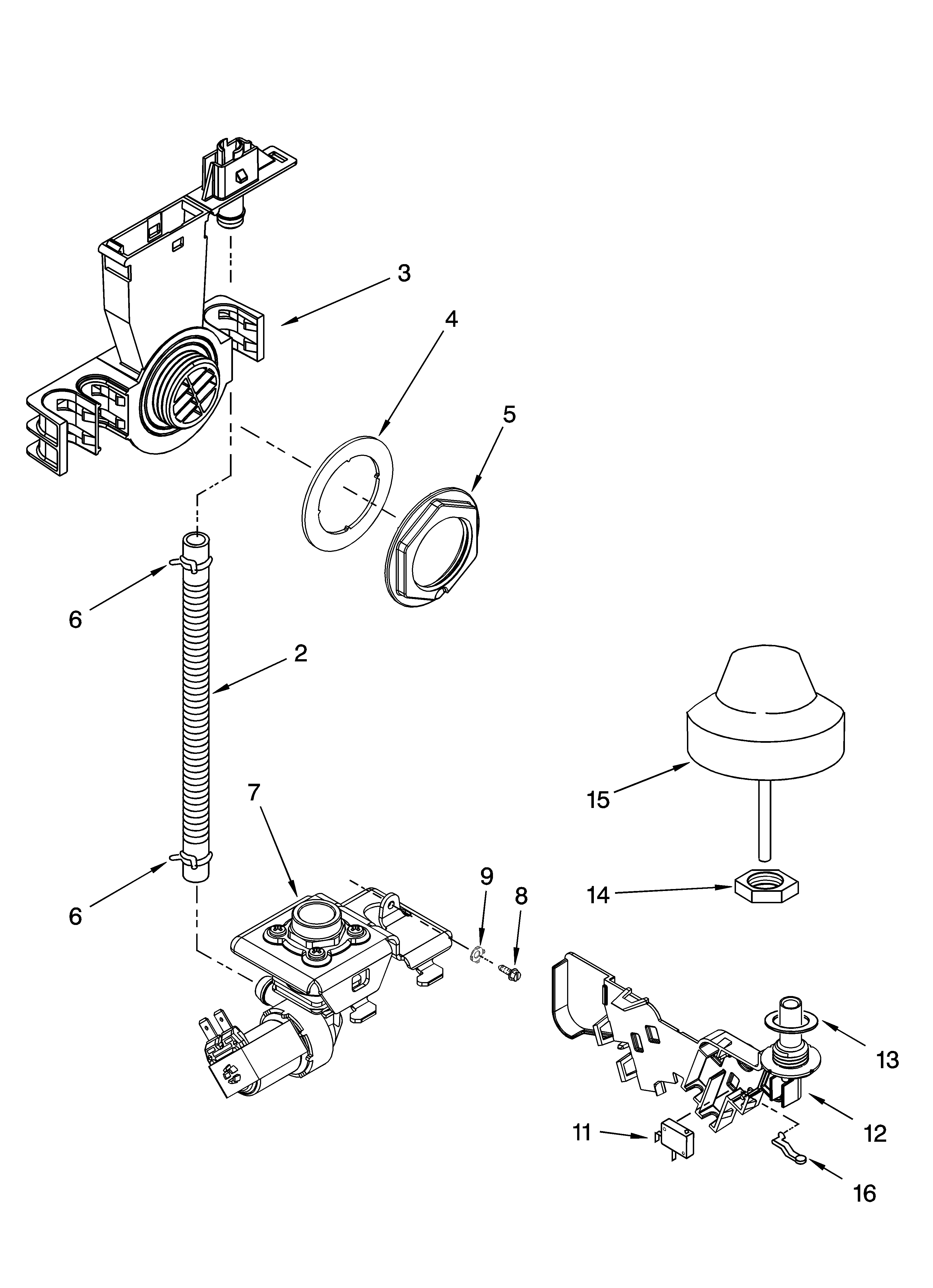 Kenmore Elite 66516293400 fill and overfill parts diagram