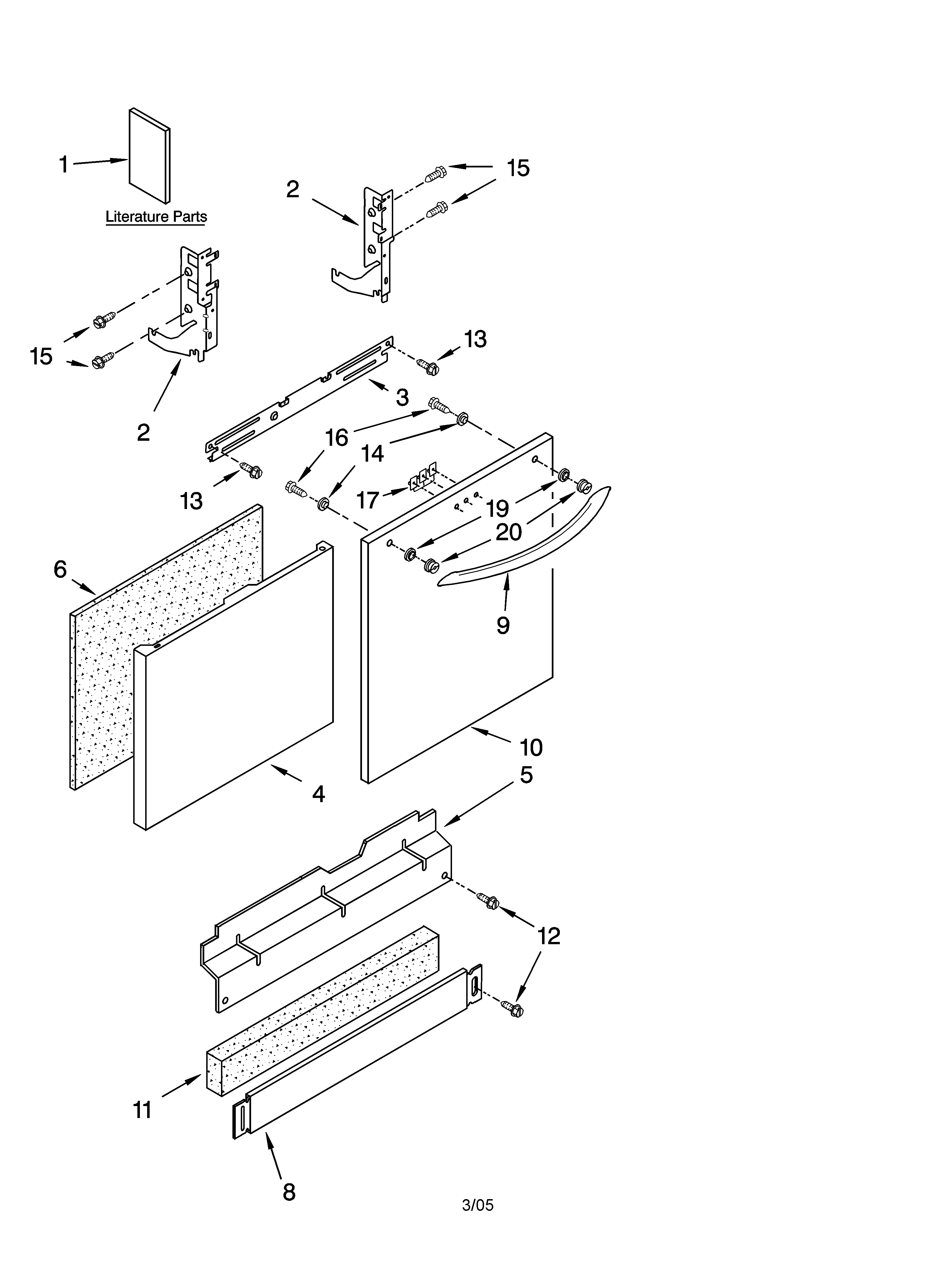 Kenmore Elite 66516292401 door and panel parts diagram