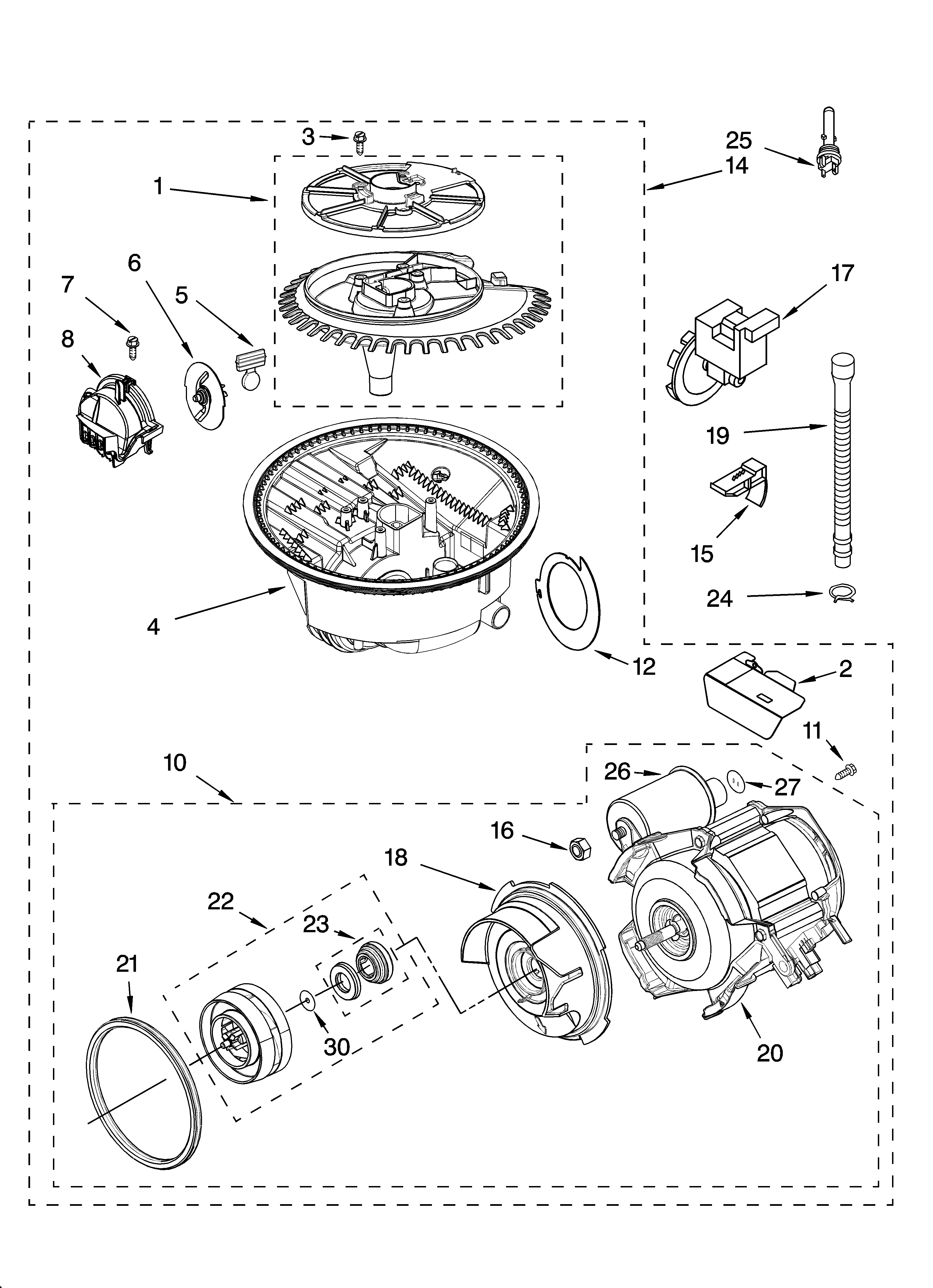 Kenmore Elite 66516292401 pump and motor parts diagram