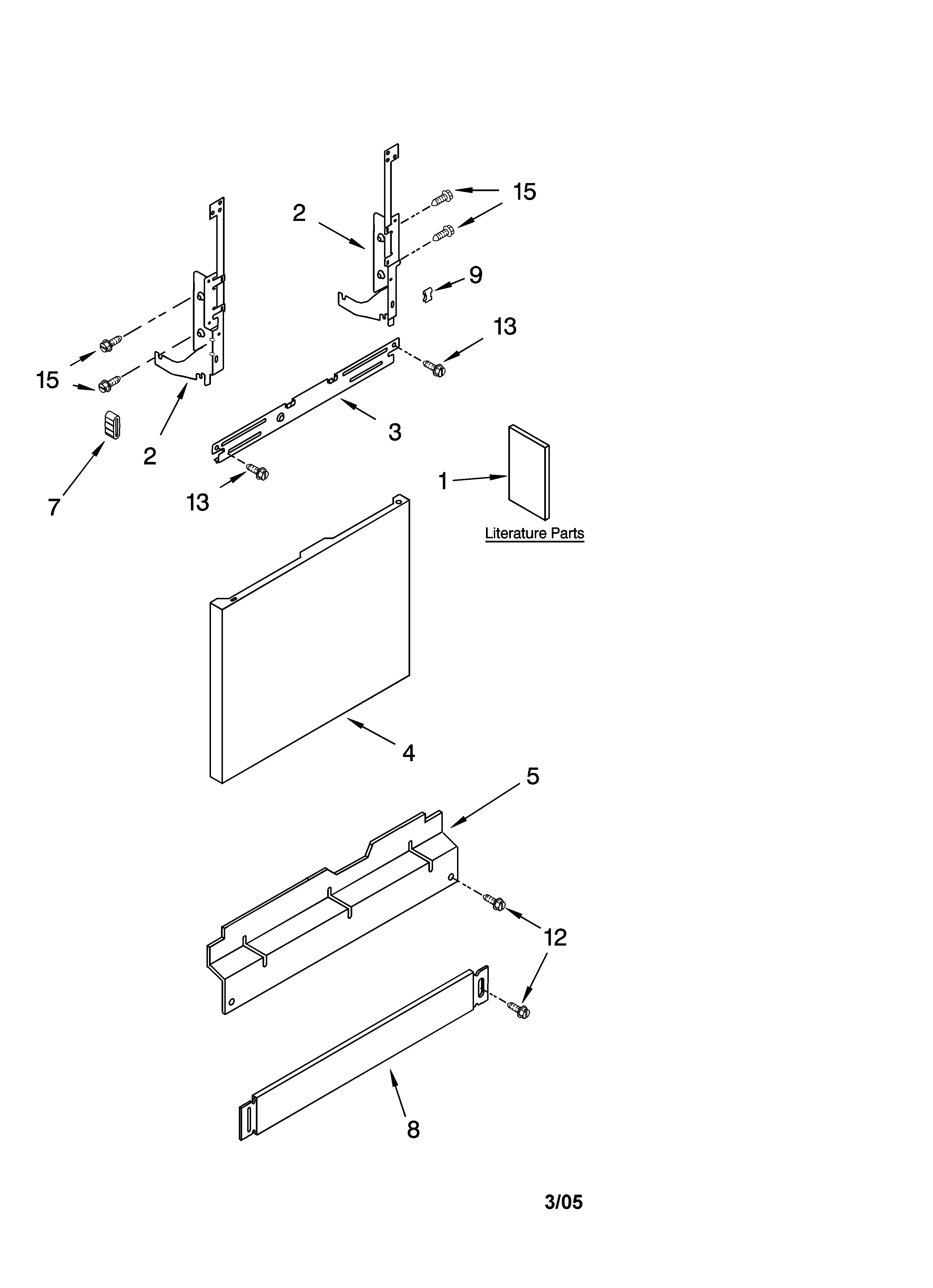 Kenmore 66516342301 door and panel parts diagram