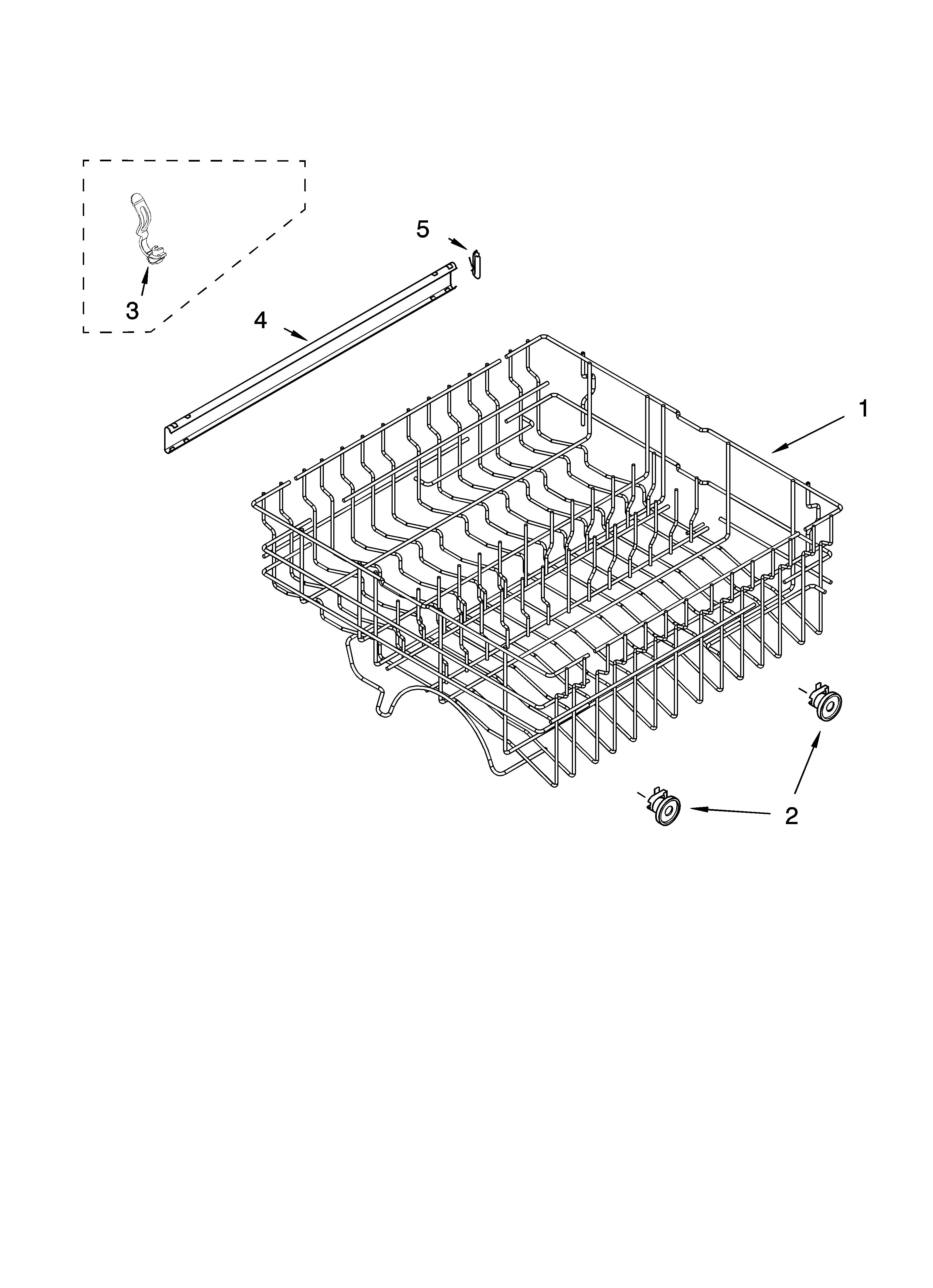 Kenmore 66516342301 upper rack and track parts diagram