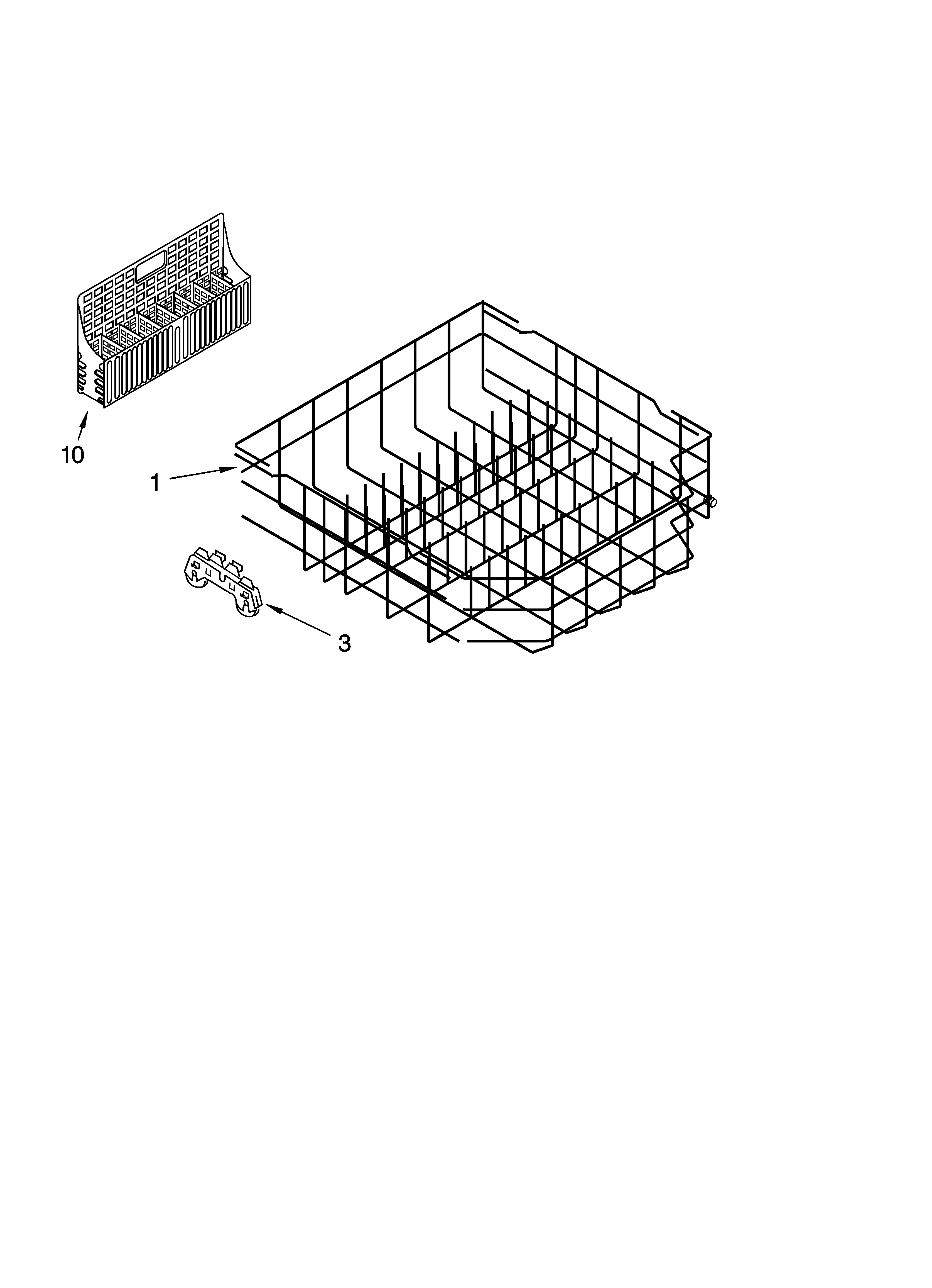 Kenmore 66516342301 lower rack parts diagram
