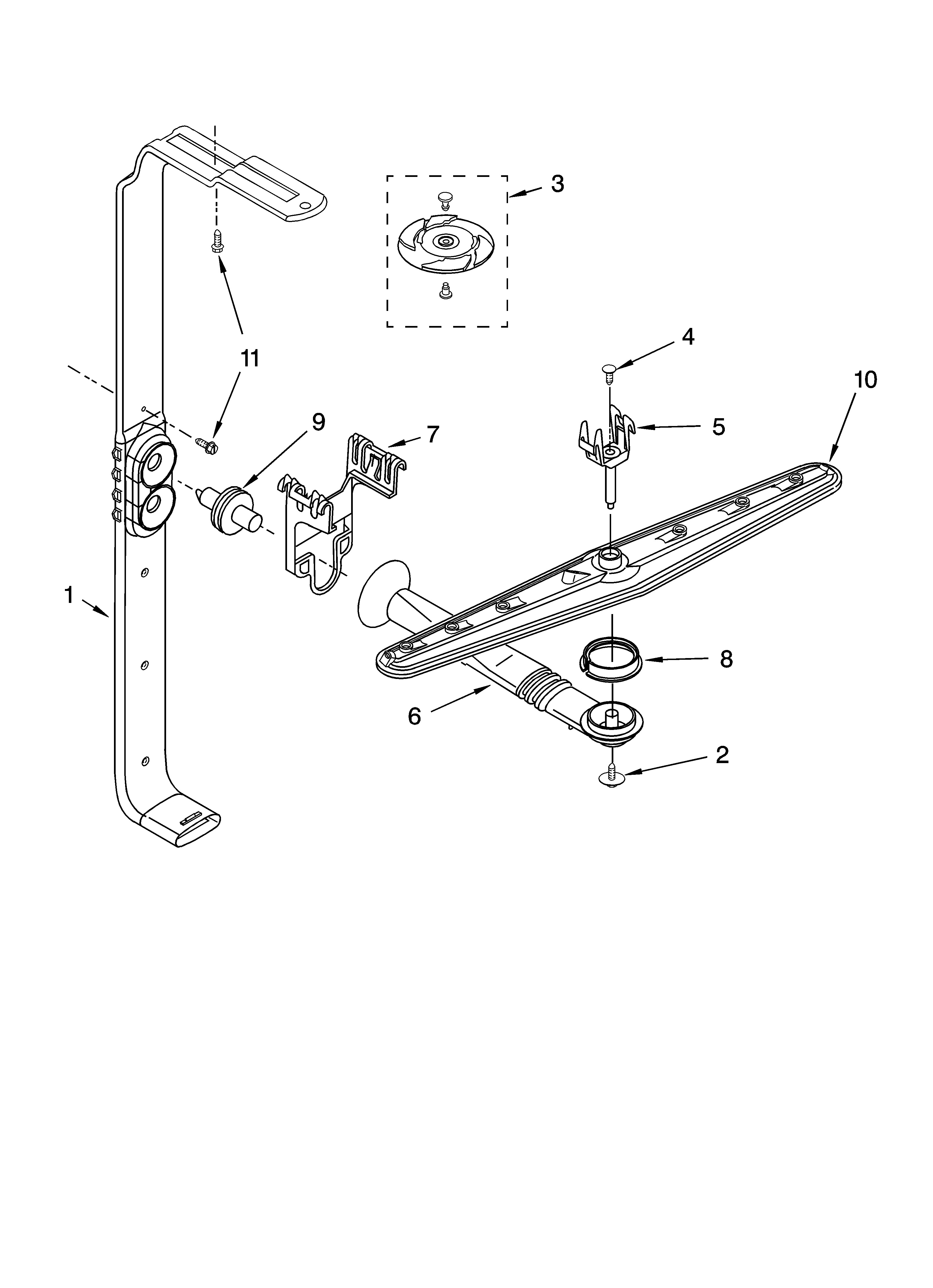 Kenmore 66517369300 upper wash and rinse parts diagram