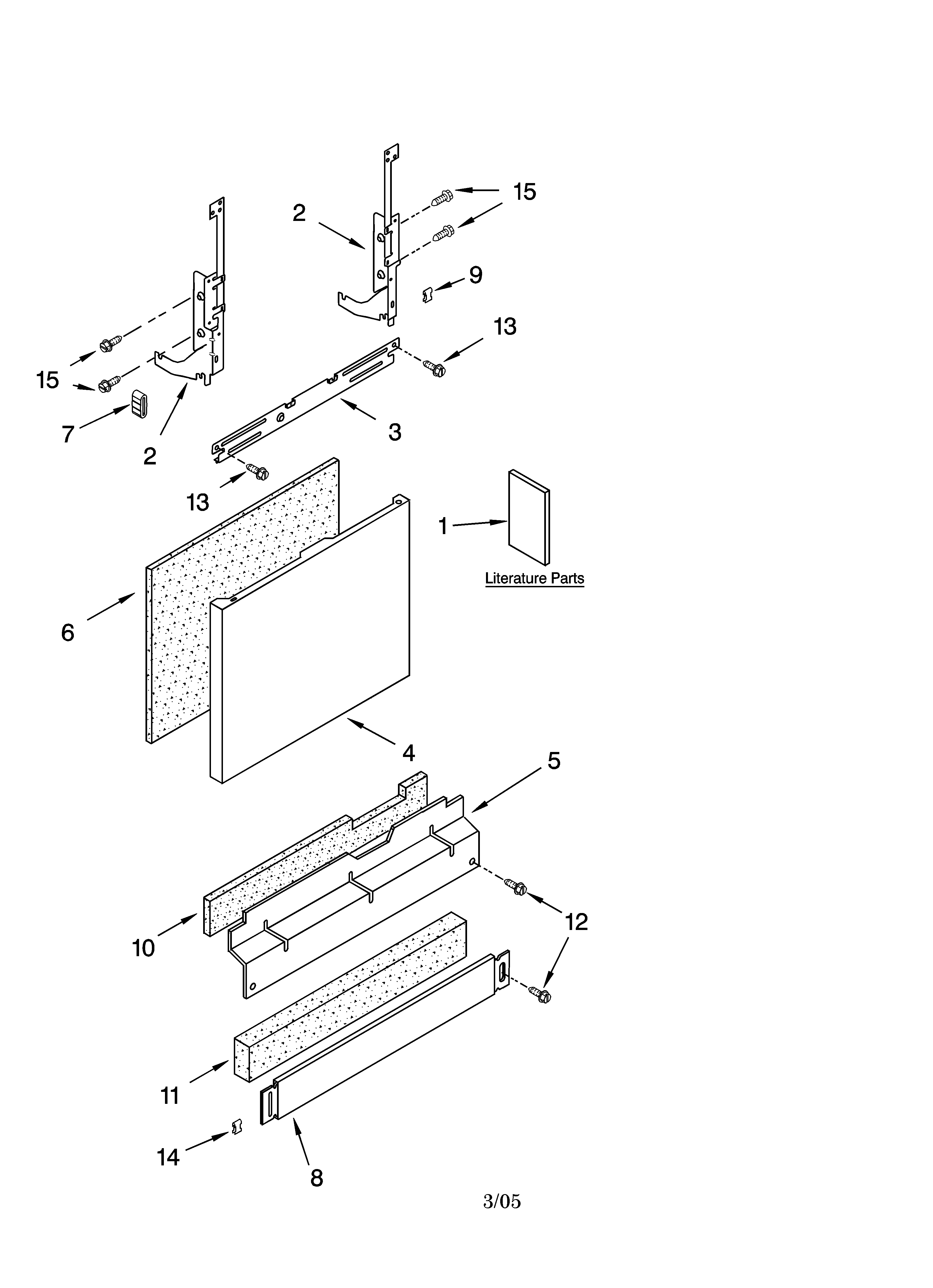 Kenmore 66516363301 door and panel parts diagram