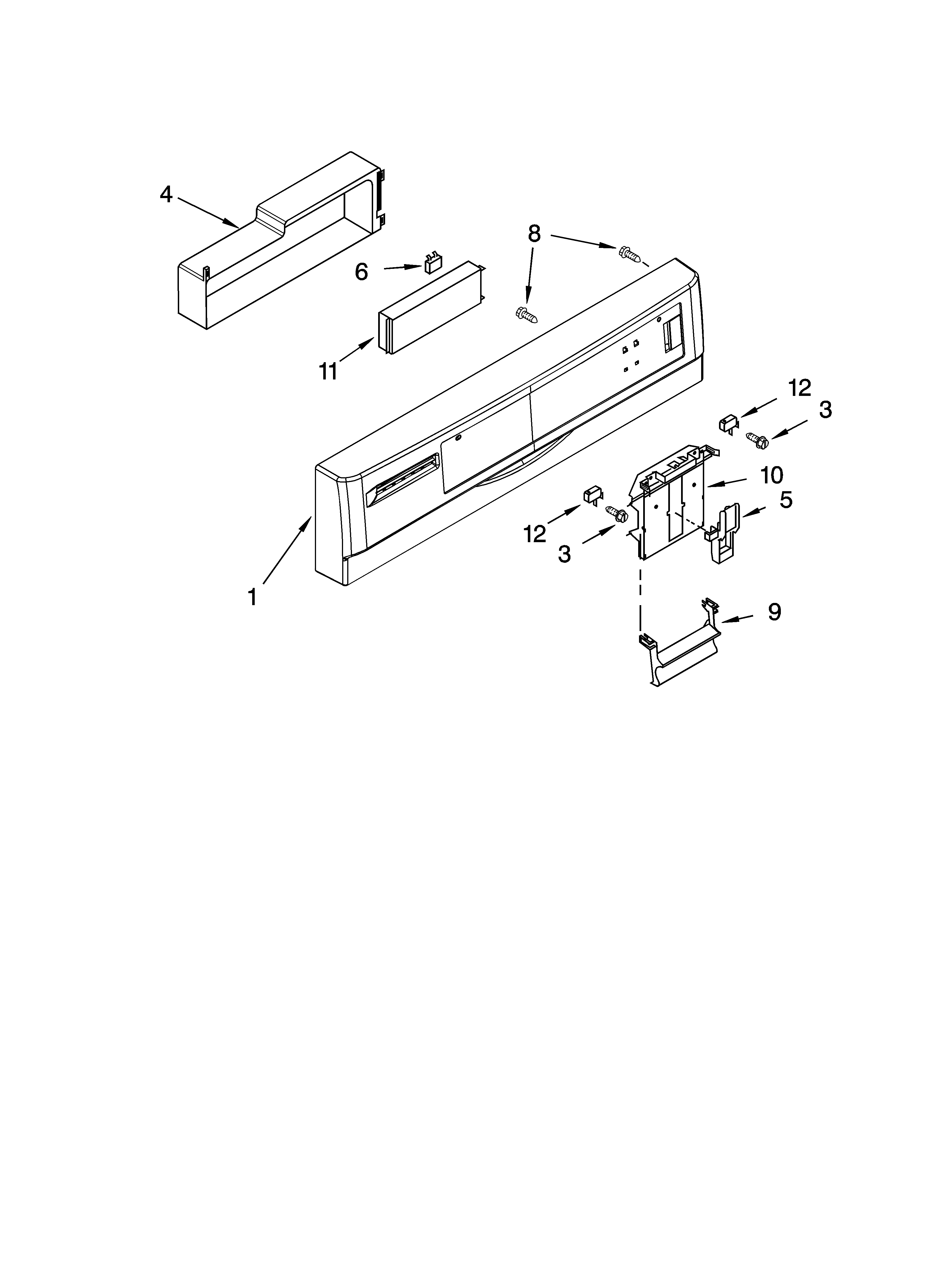 Kenmore 66516363301 control panel parts diagram