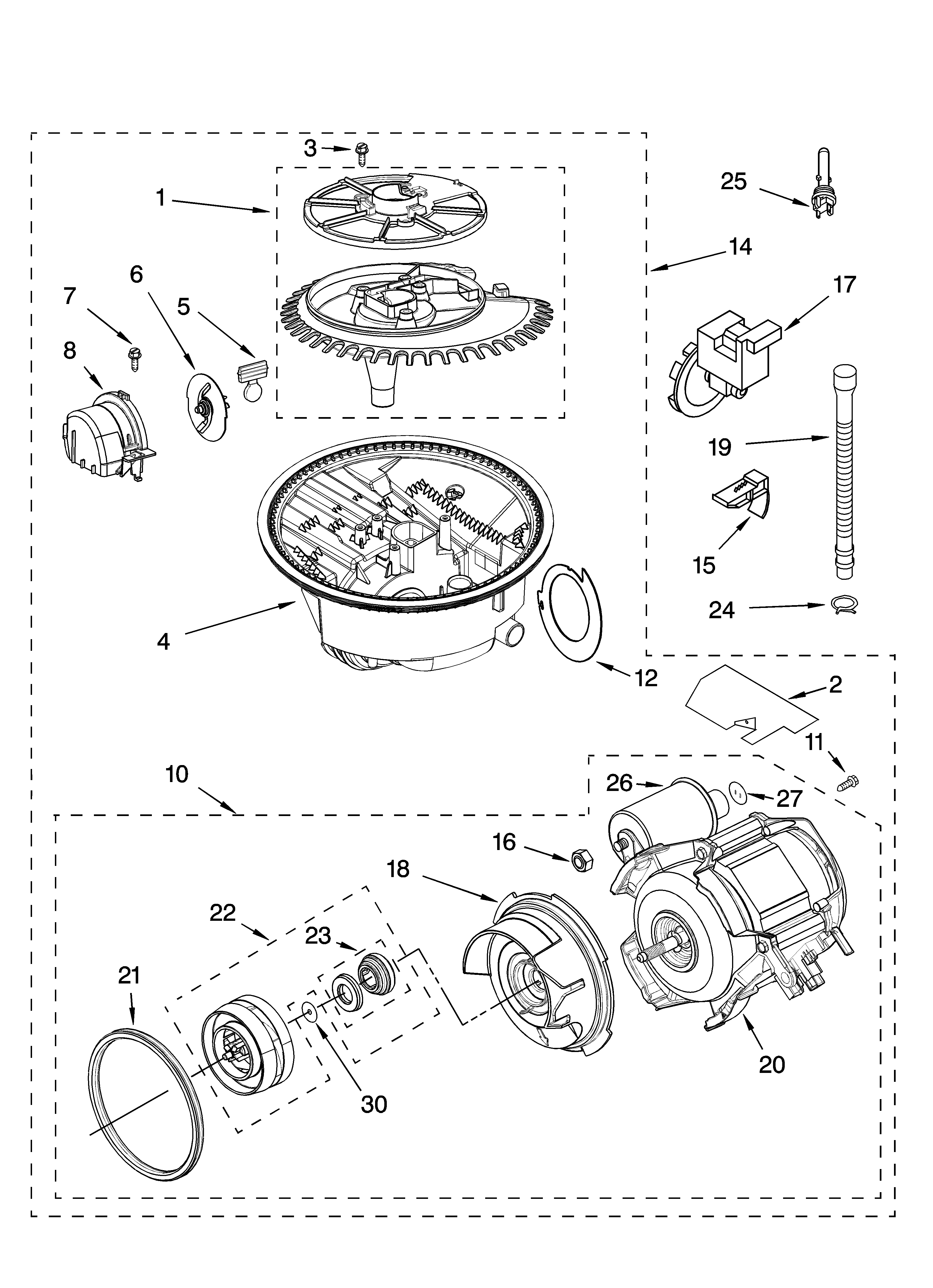 Kenmore 66516363301 pump and motor parts diagram