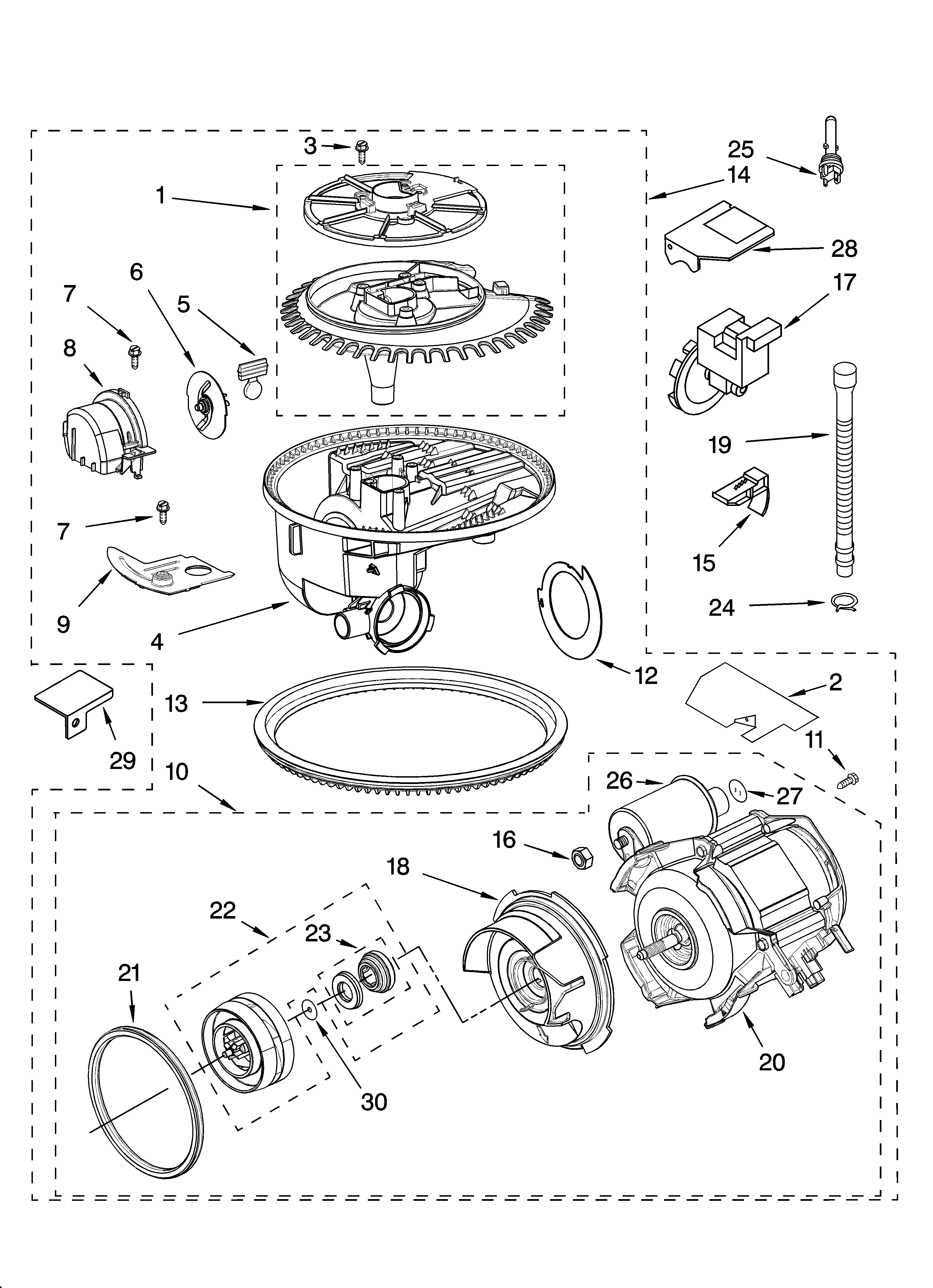 Kenmore 66516374300 pump and motor parts diagram