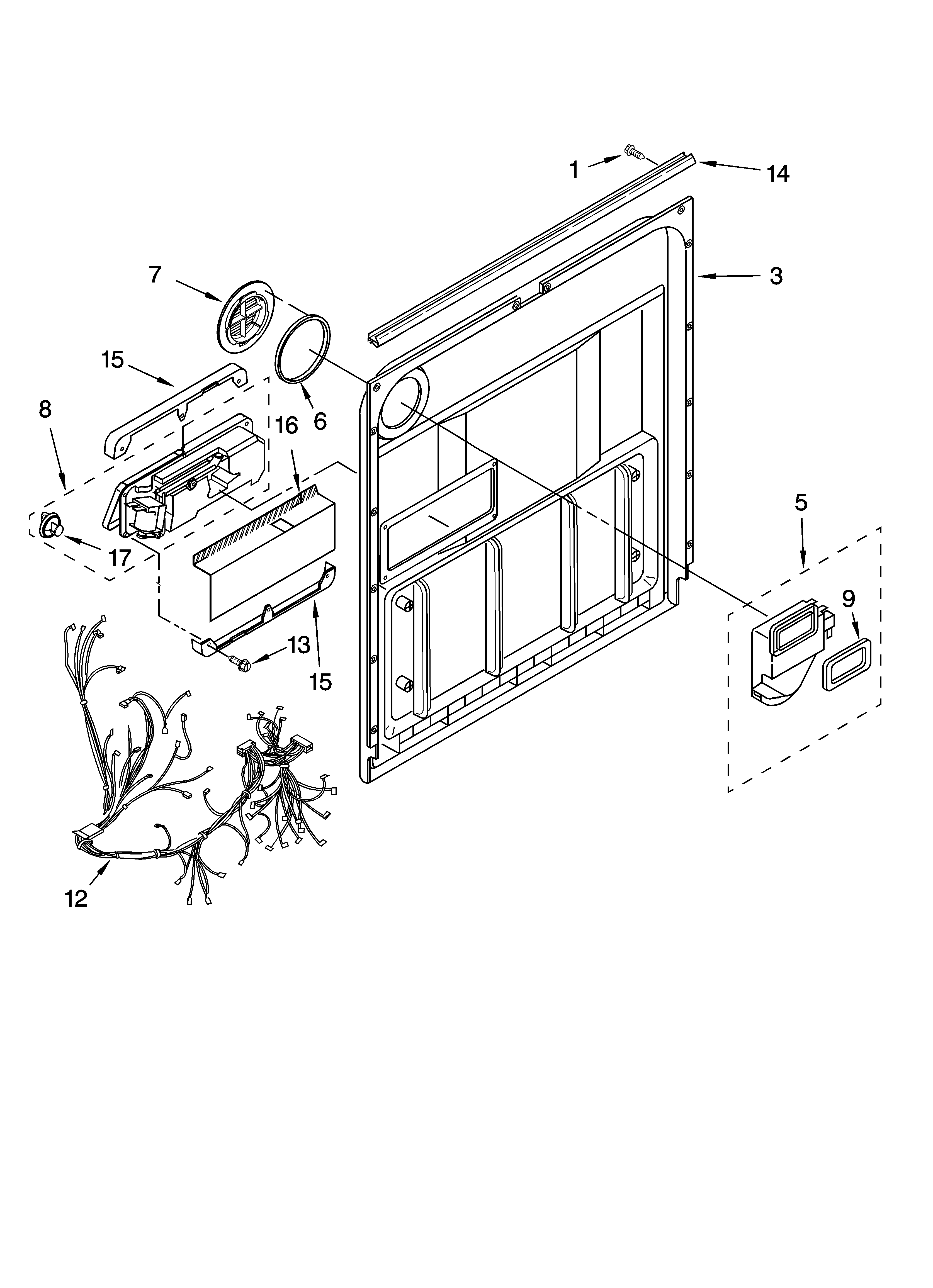 Kenmore 66516373301 door and latch parts diagram