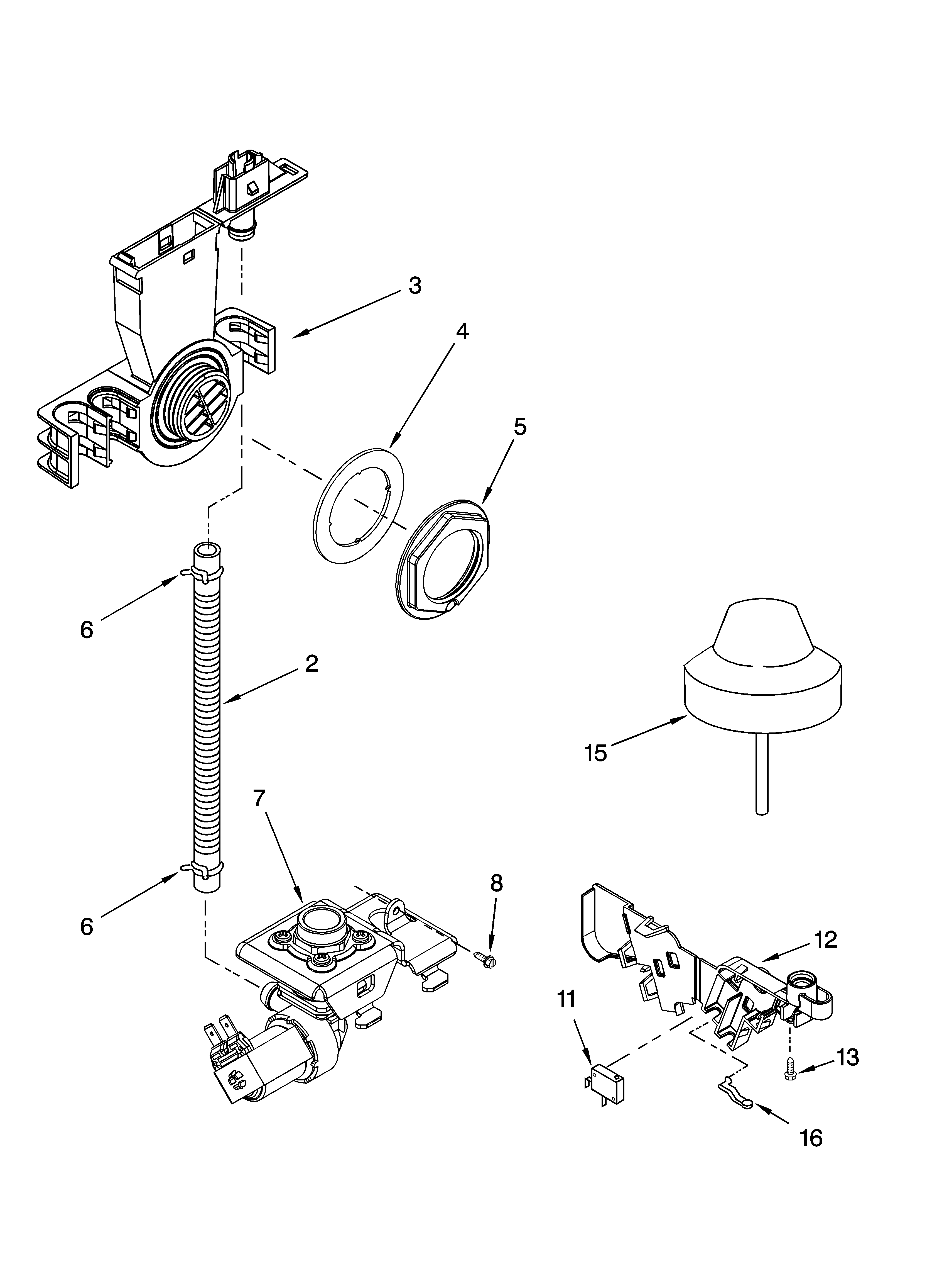 Kenmore 66516373301 fill and overfill parts diagram