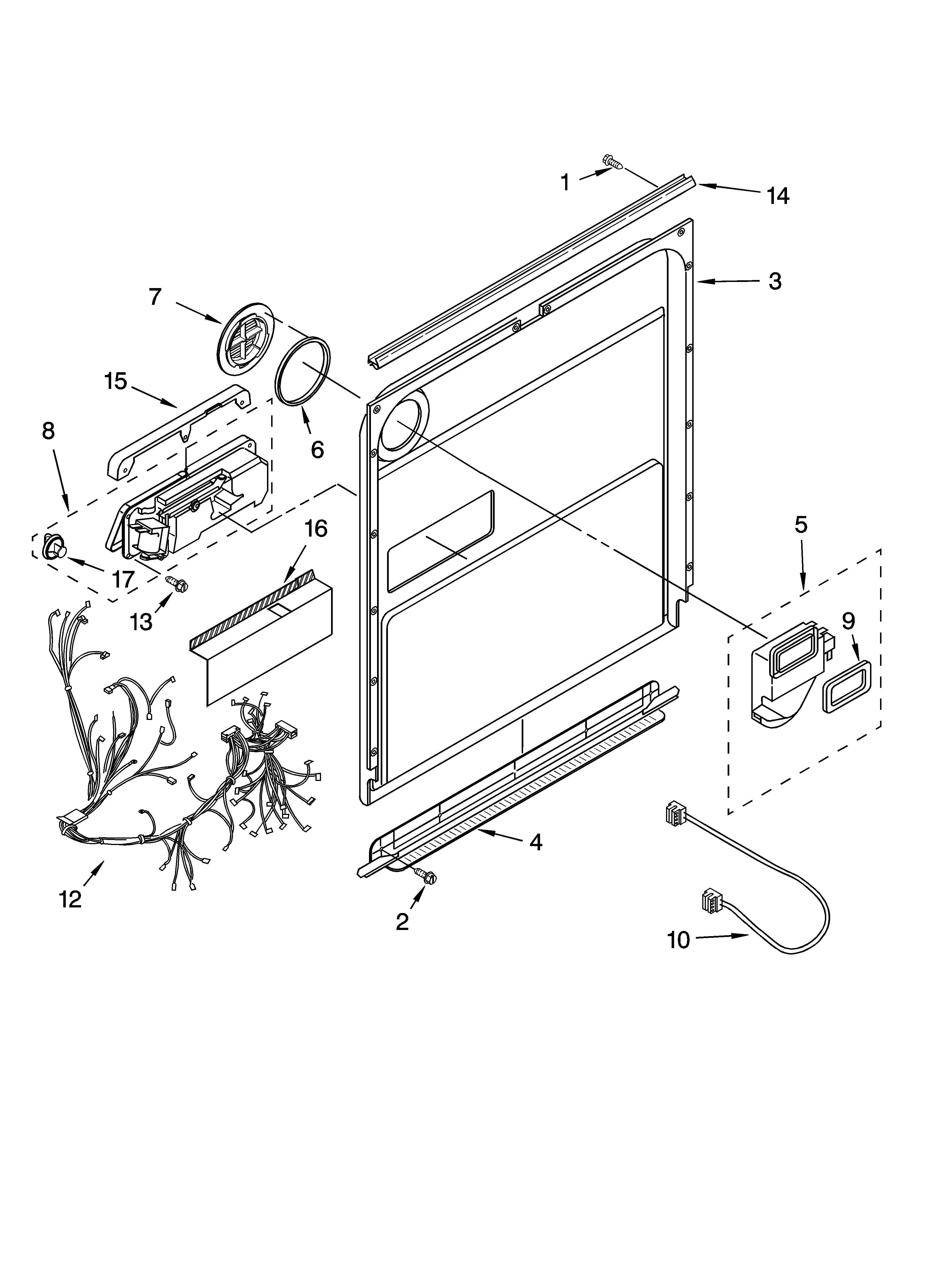 Kenmore 66517389300 door and latch parts diagram