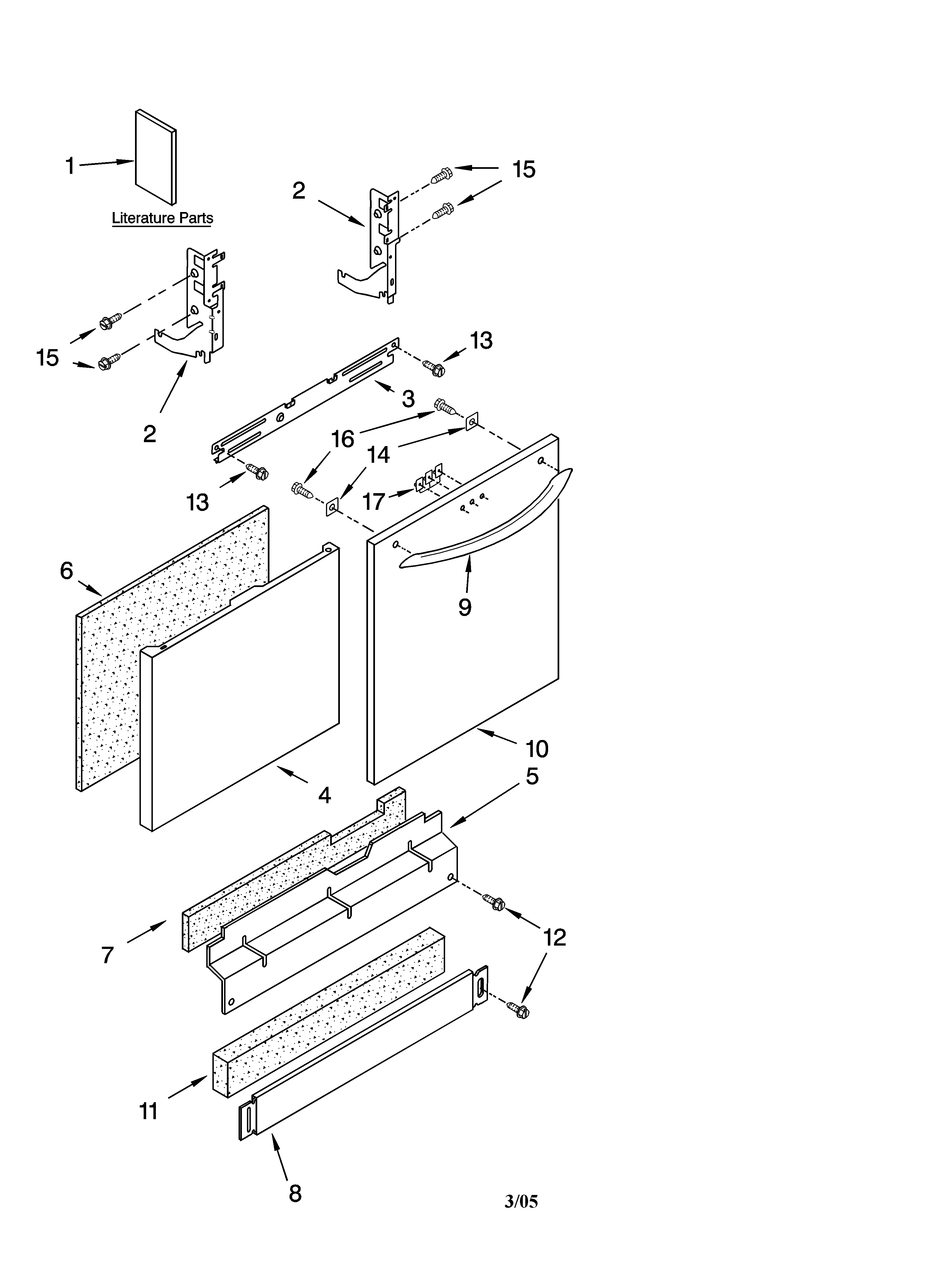 Kenmore 66516473300 door and panel parts diagram
