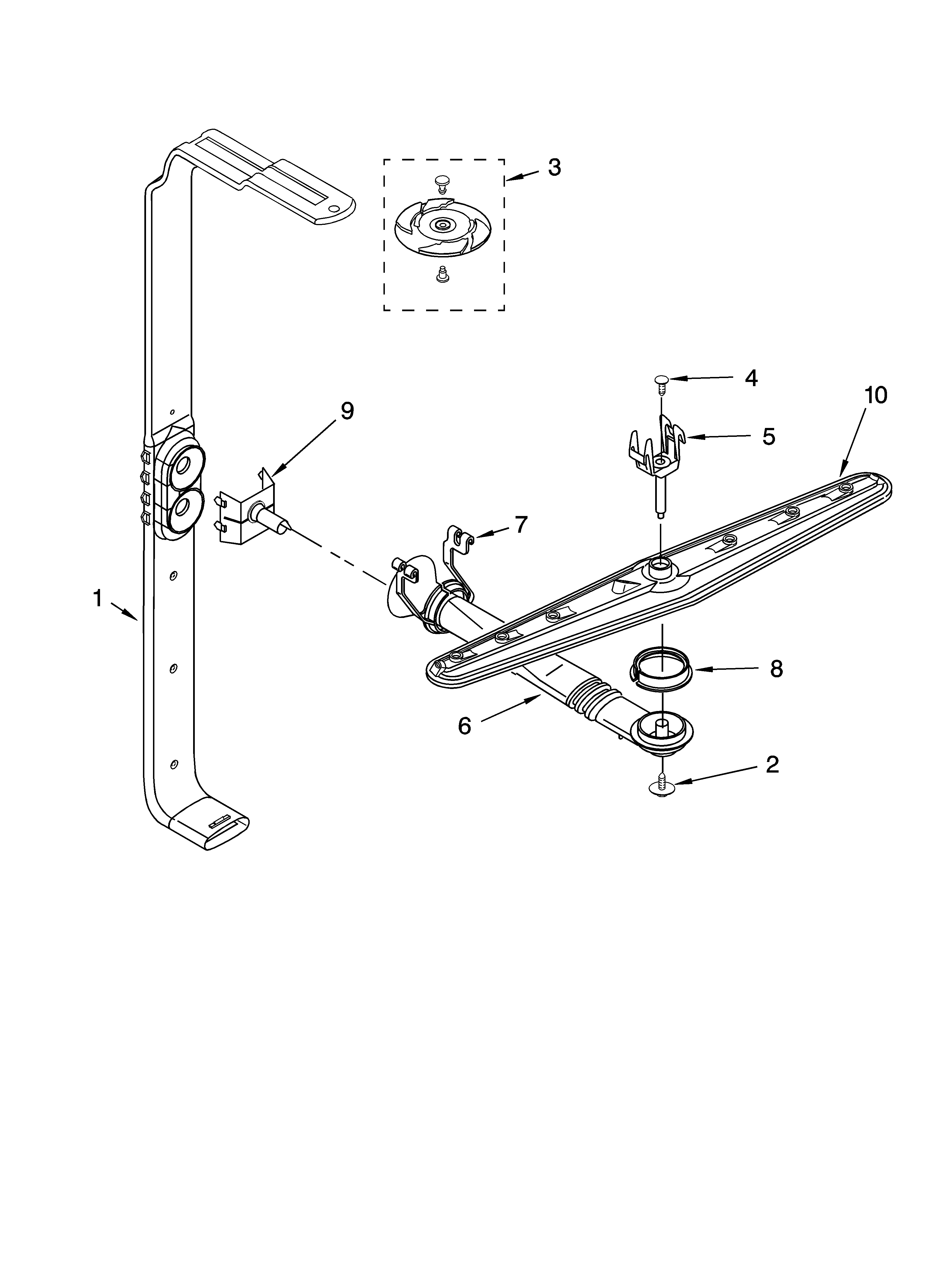 Kenmore 66516504200 upper wash and rinse parts diagram