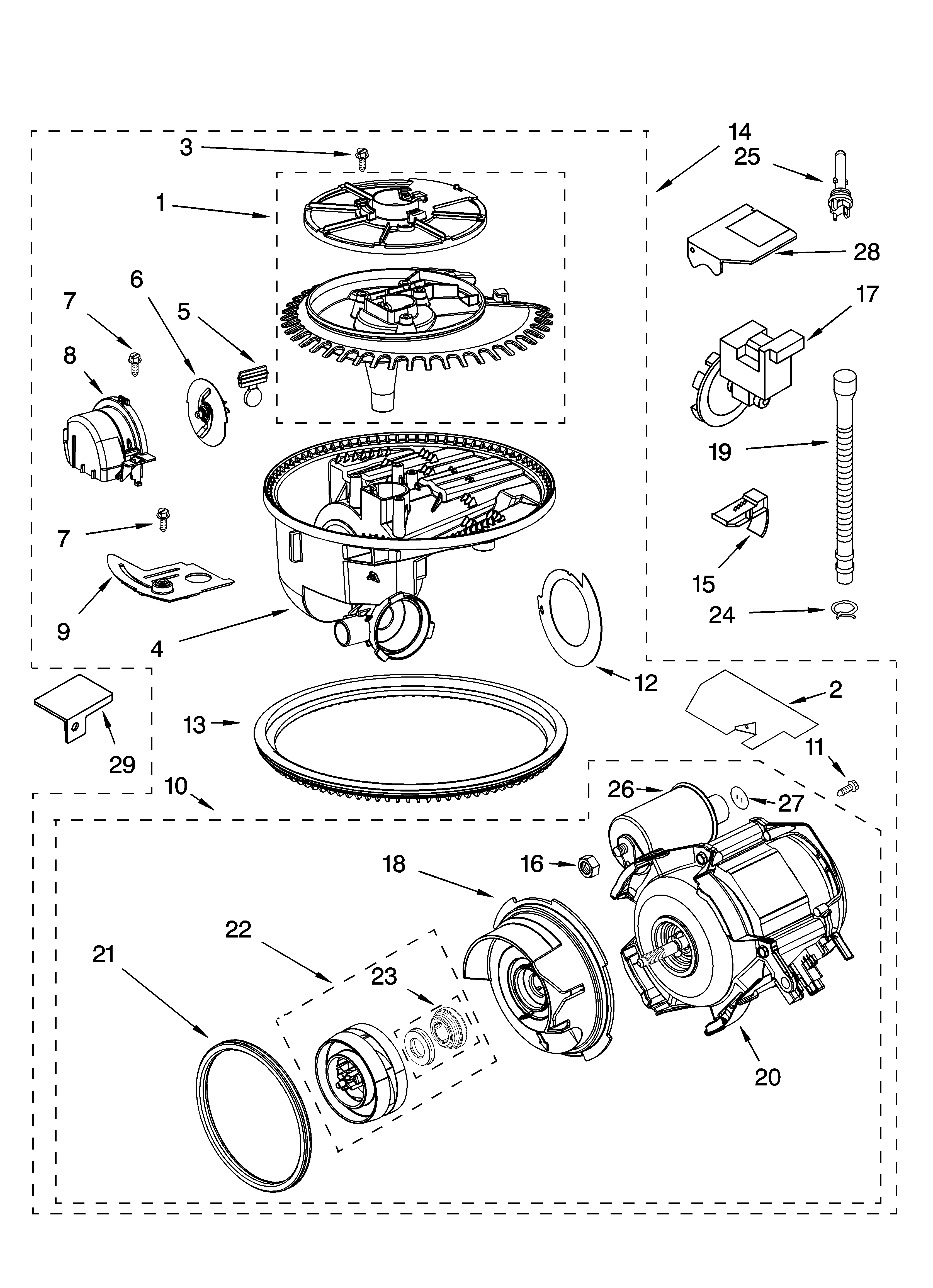 Kenmore 66517514200 pump and motor parts diagram