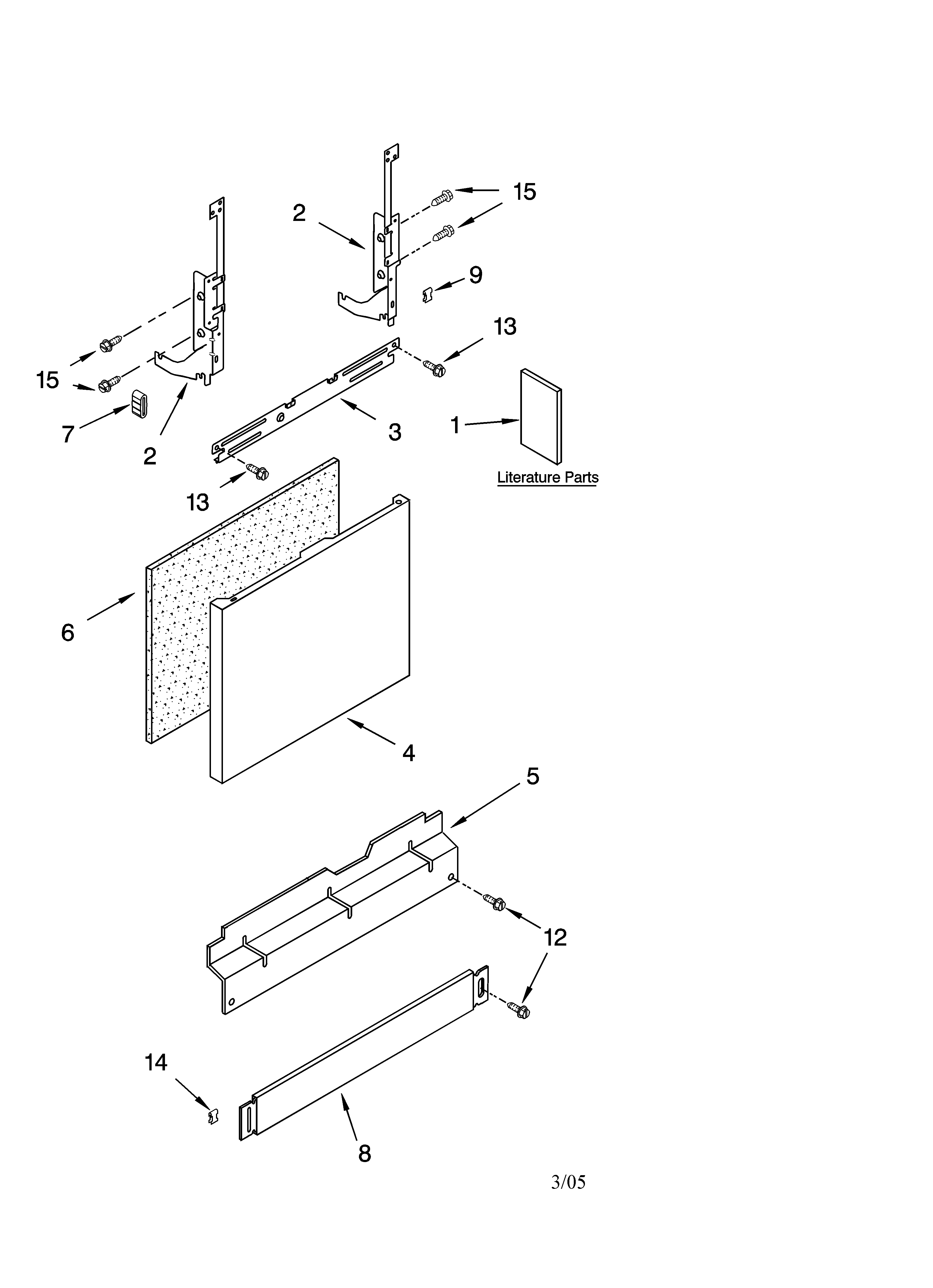 Kenmore 66517512201 door and panel parts diagram