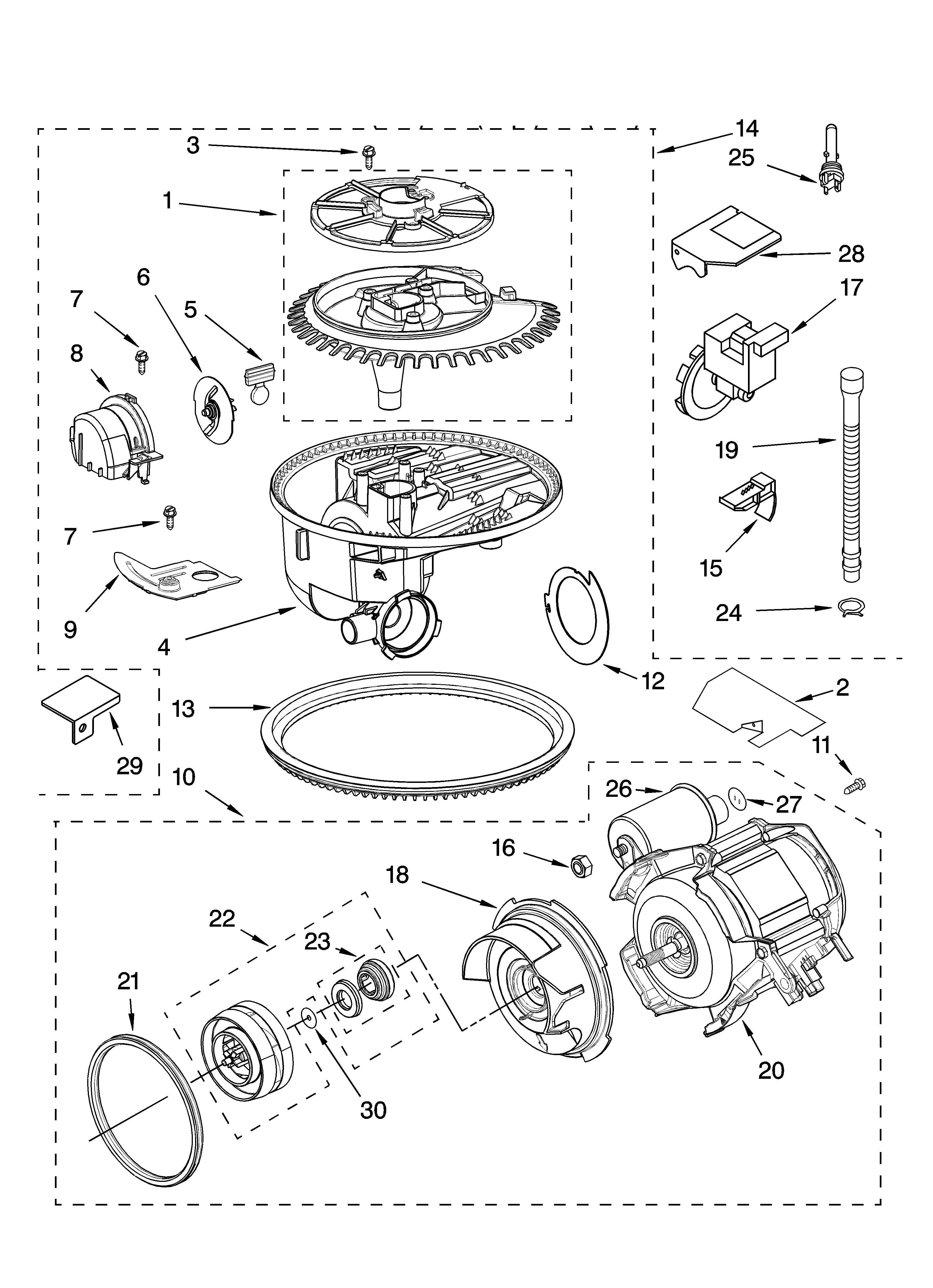 Kenmore 66516519202 pump and motor parts diagram