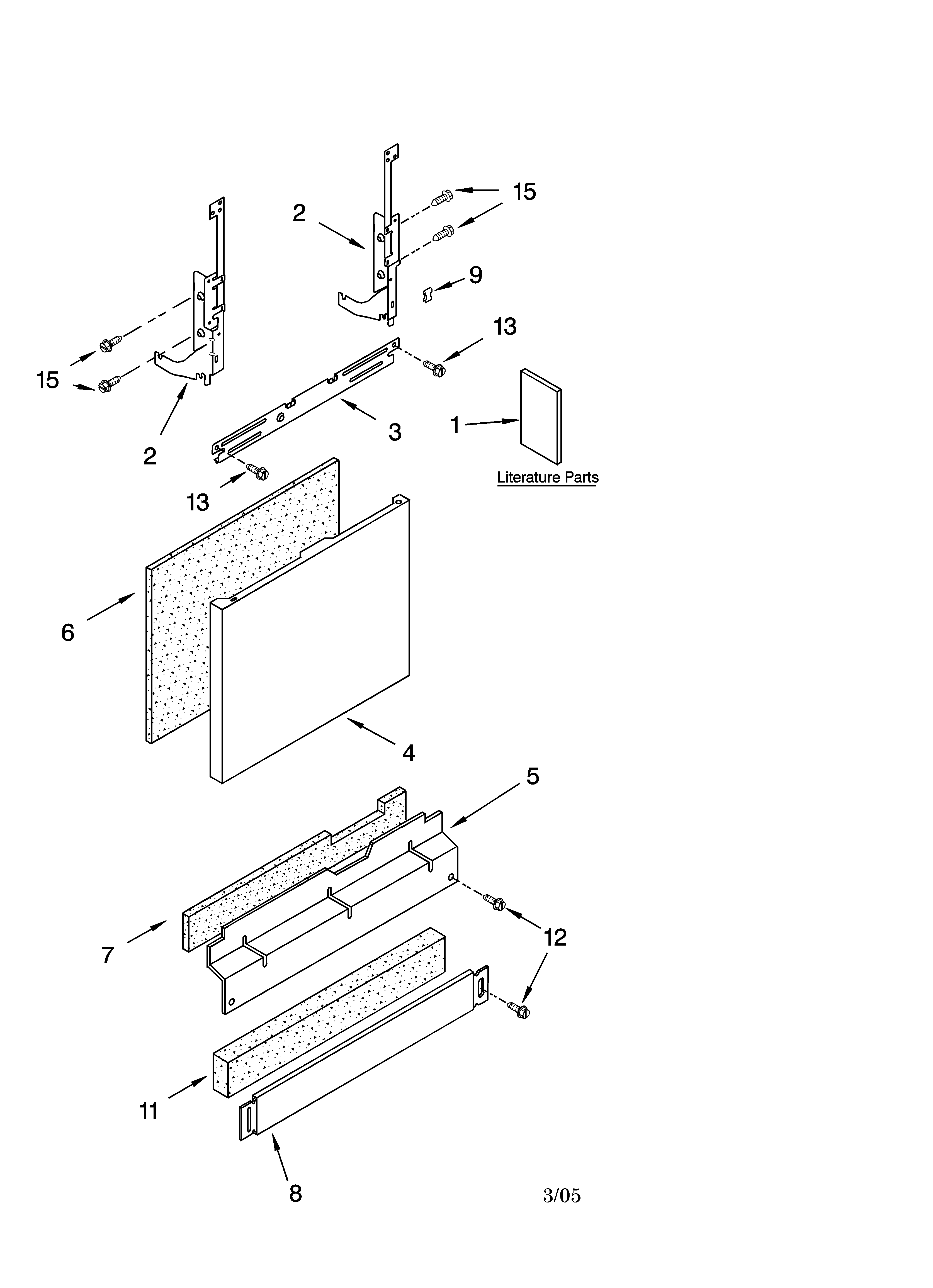 Kenmore 66516533200 door and panel parts diagram
