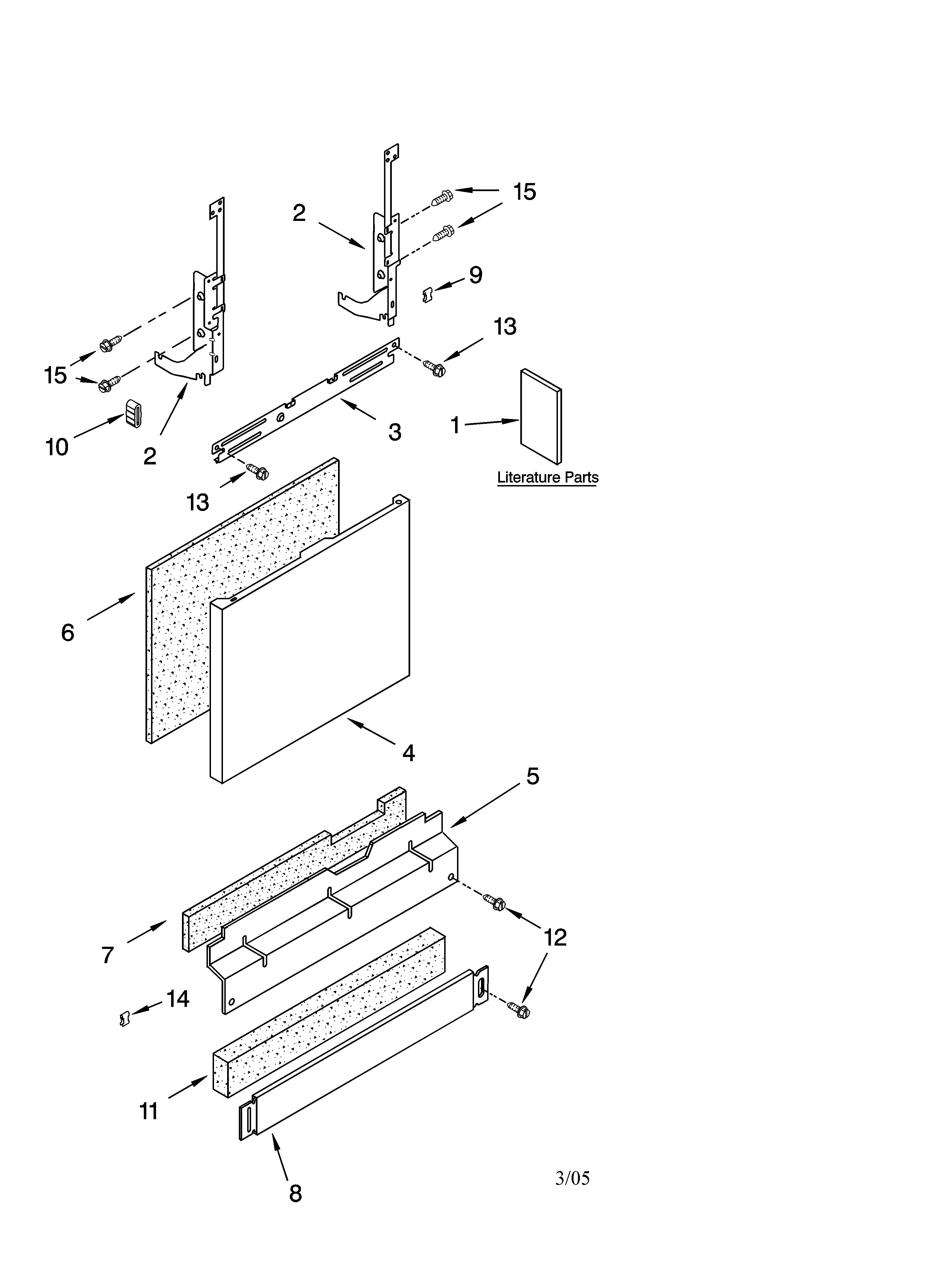 Kenmore 66517532202 door and panel parts diagram