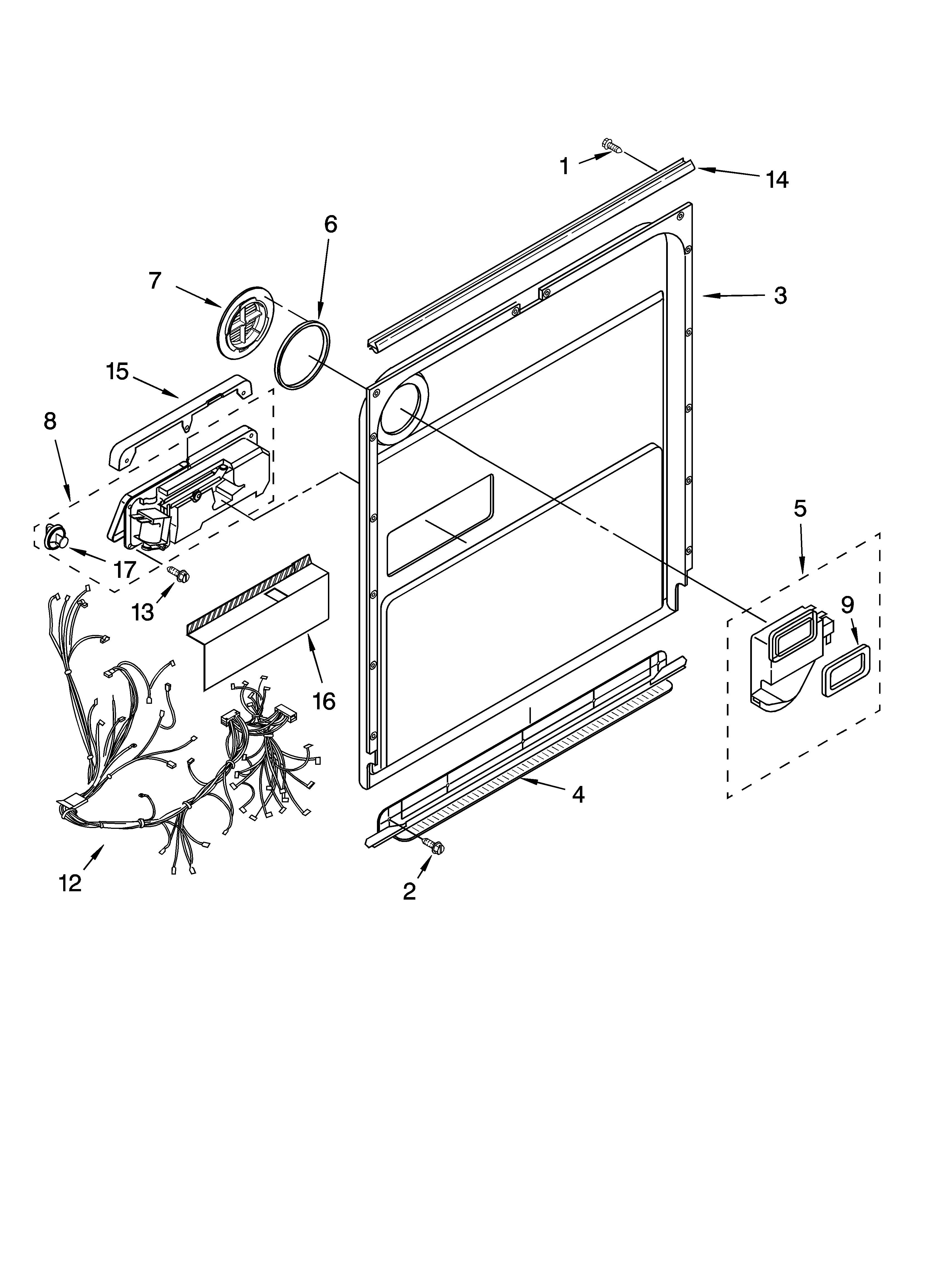 Kenmore 66516552201 door and latch parts diagram
