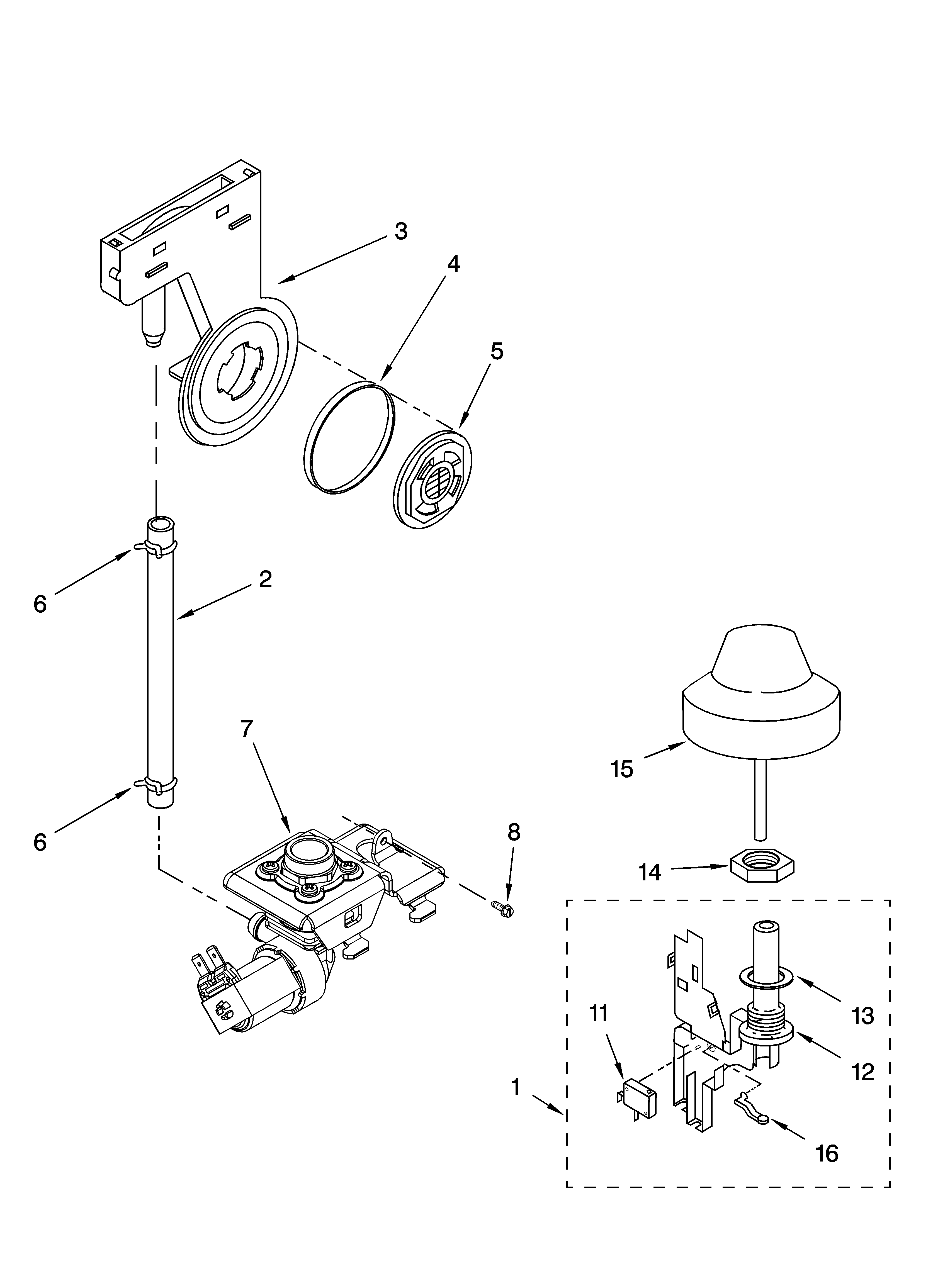 Kenmore 66516552201 fill and overfill parts diagram