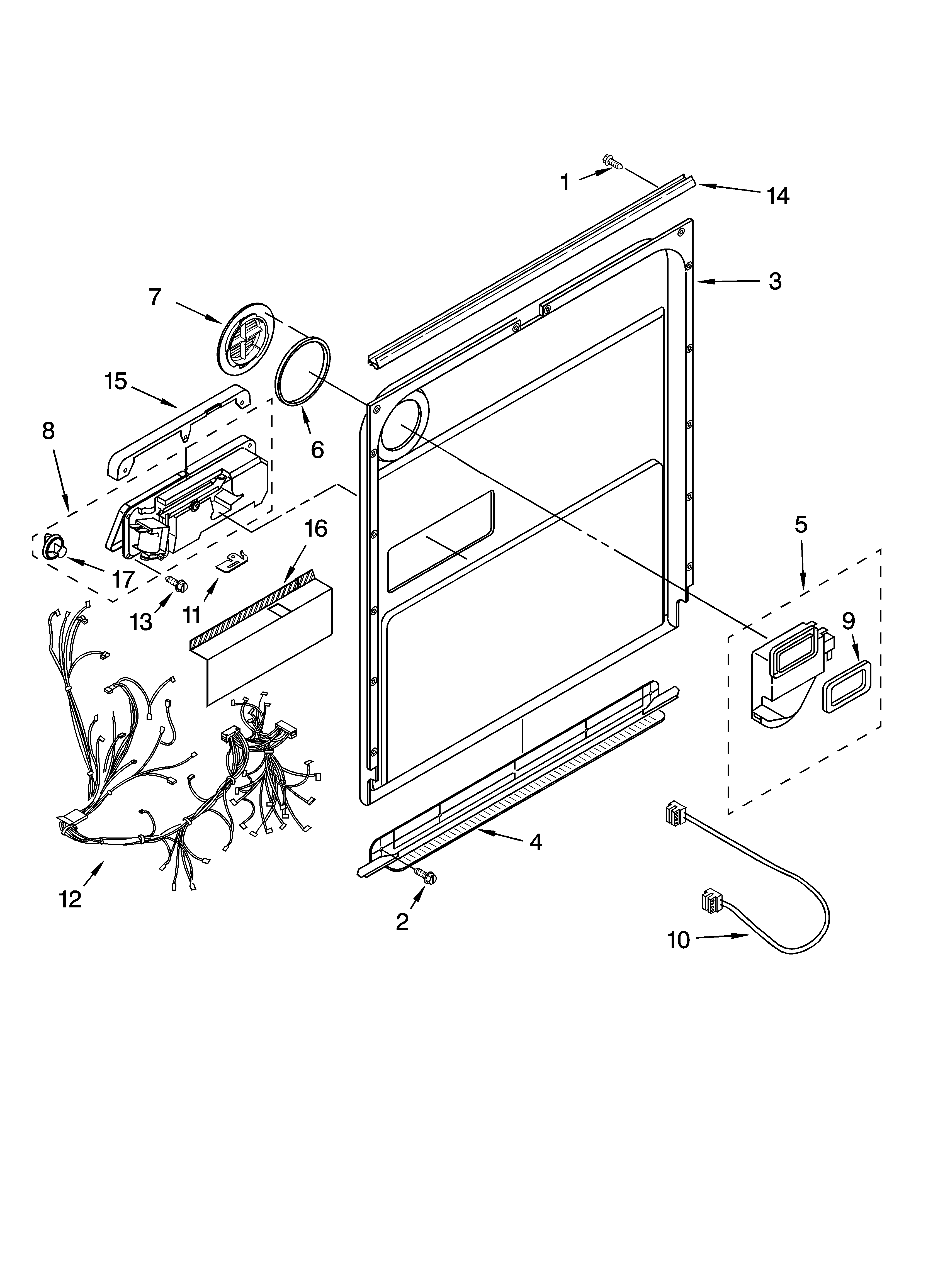 Kenmore 66516589201 door and latch parts diagram