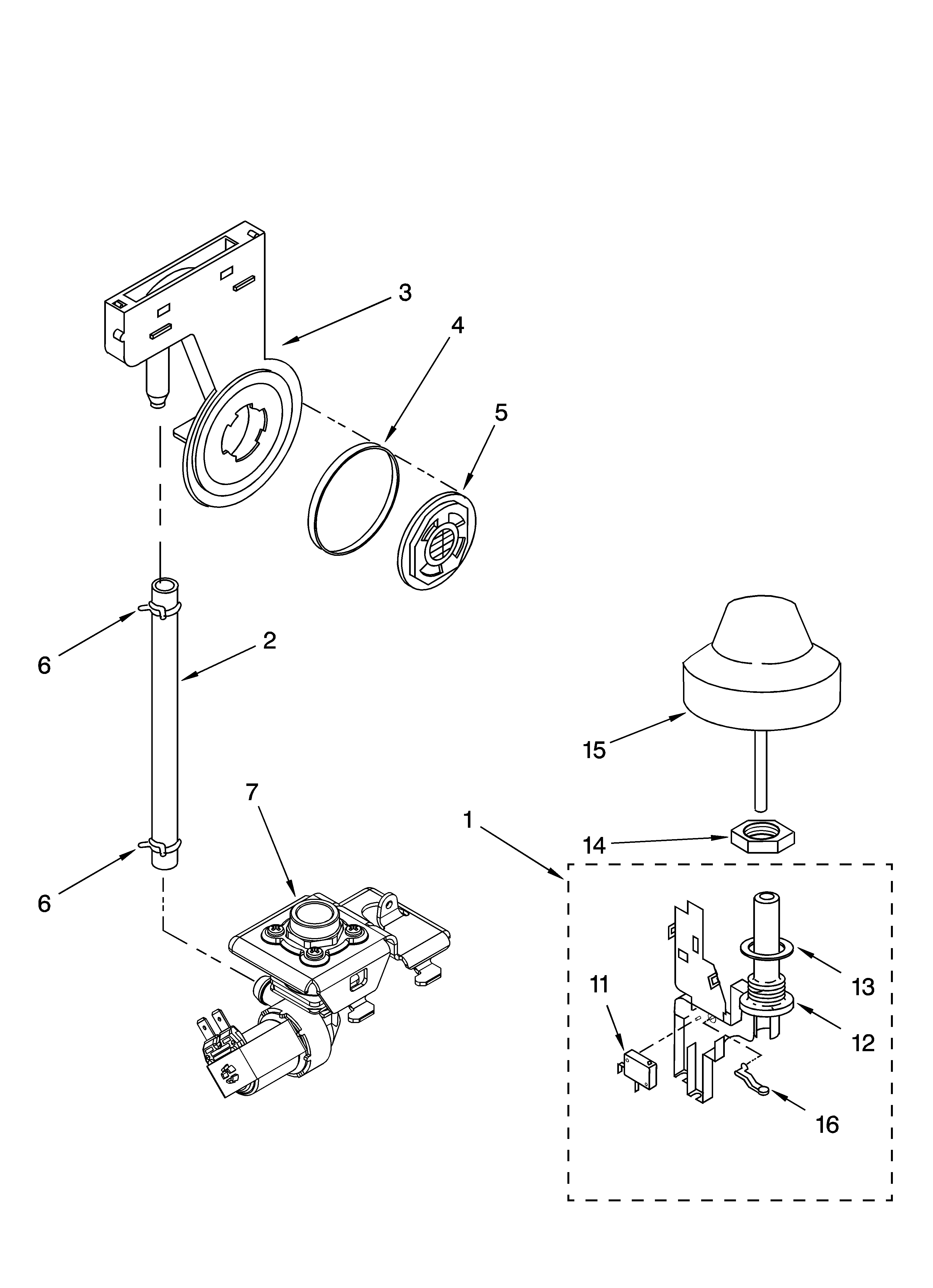 Kenmore 66516589201 fill and overfill parts diagram