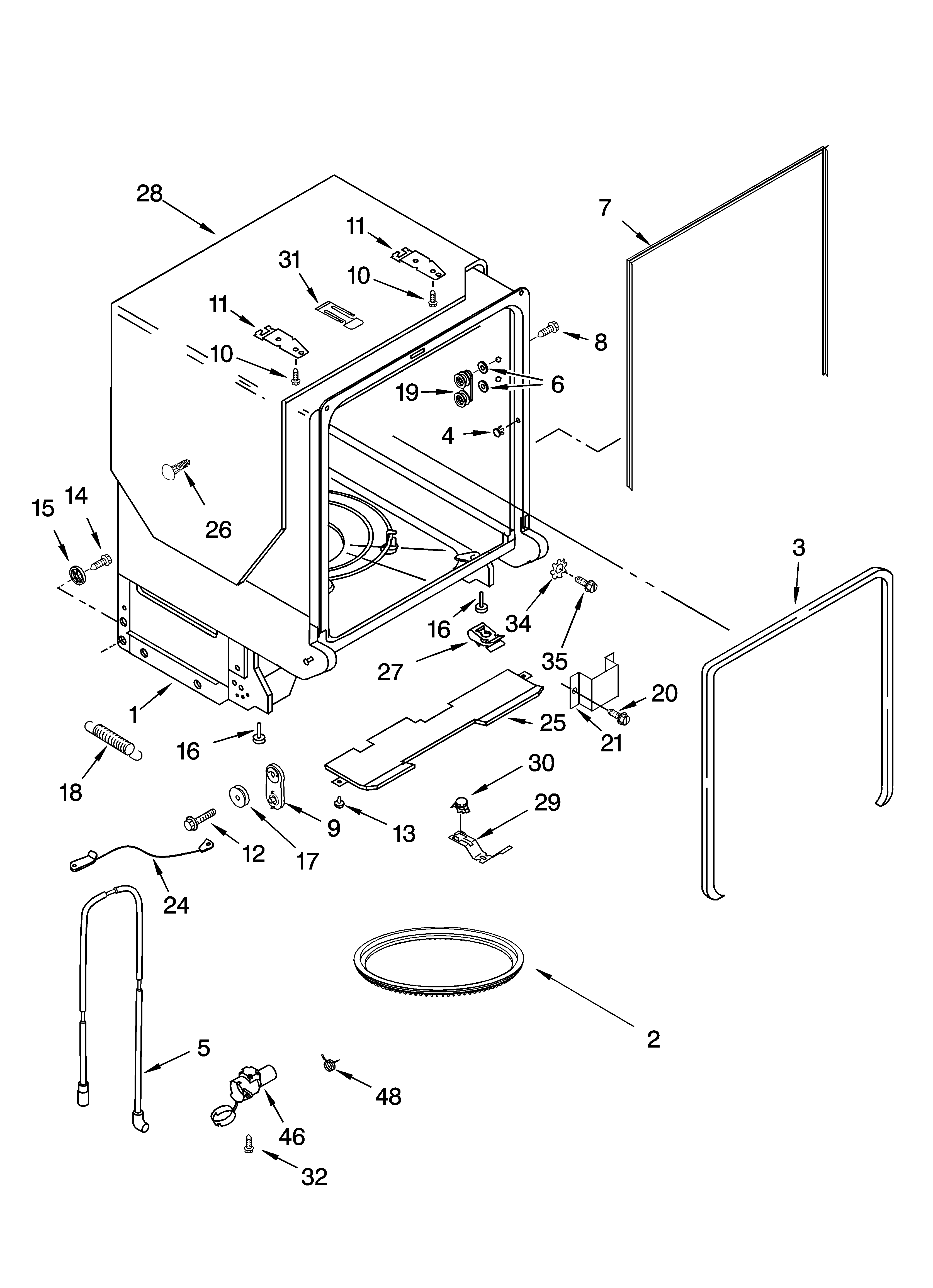 Kenmore 66517589202 tub and frame parts diagram