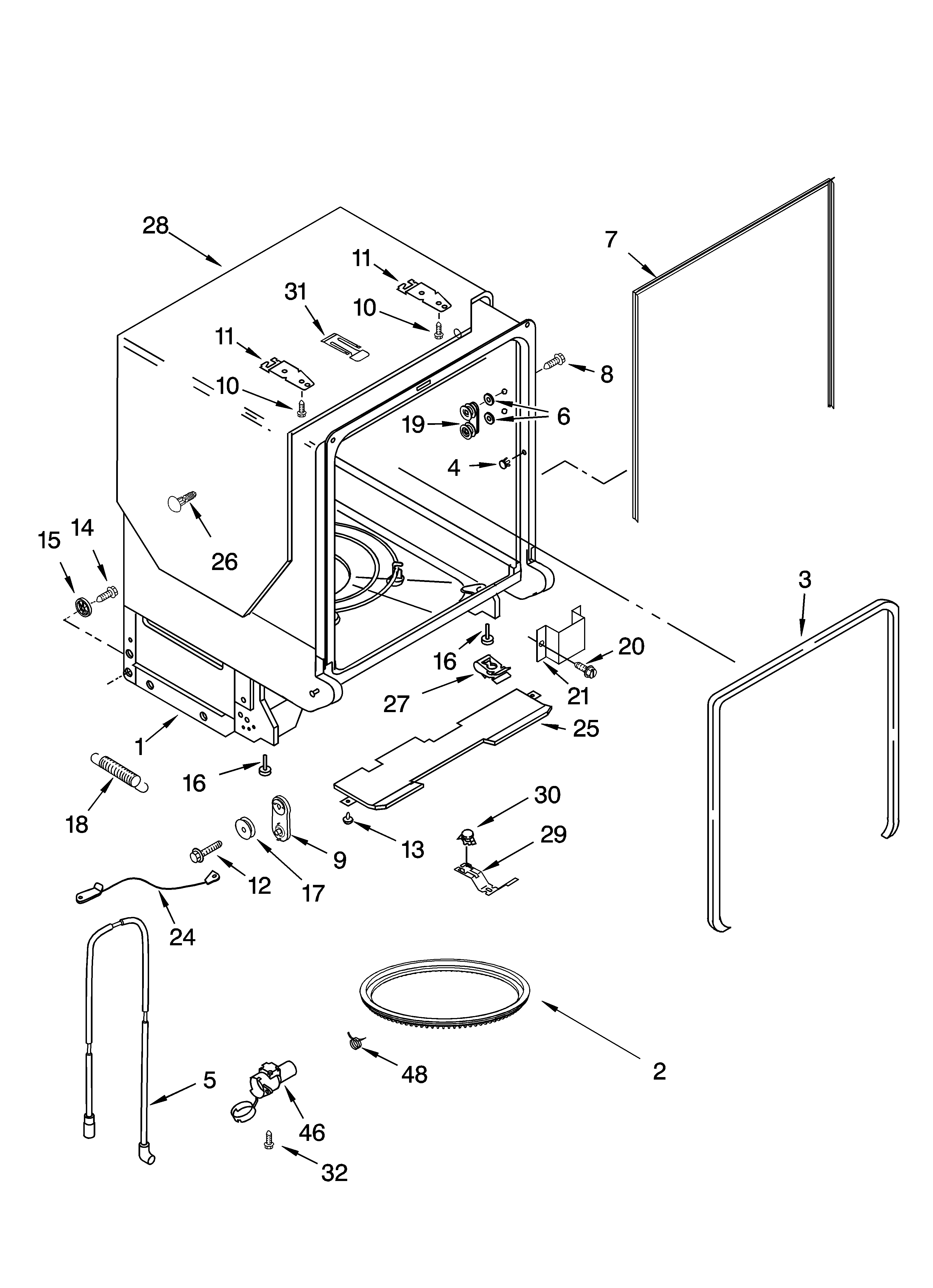Kenmore 66517593200 tub and frame parts diagram