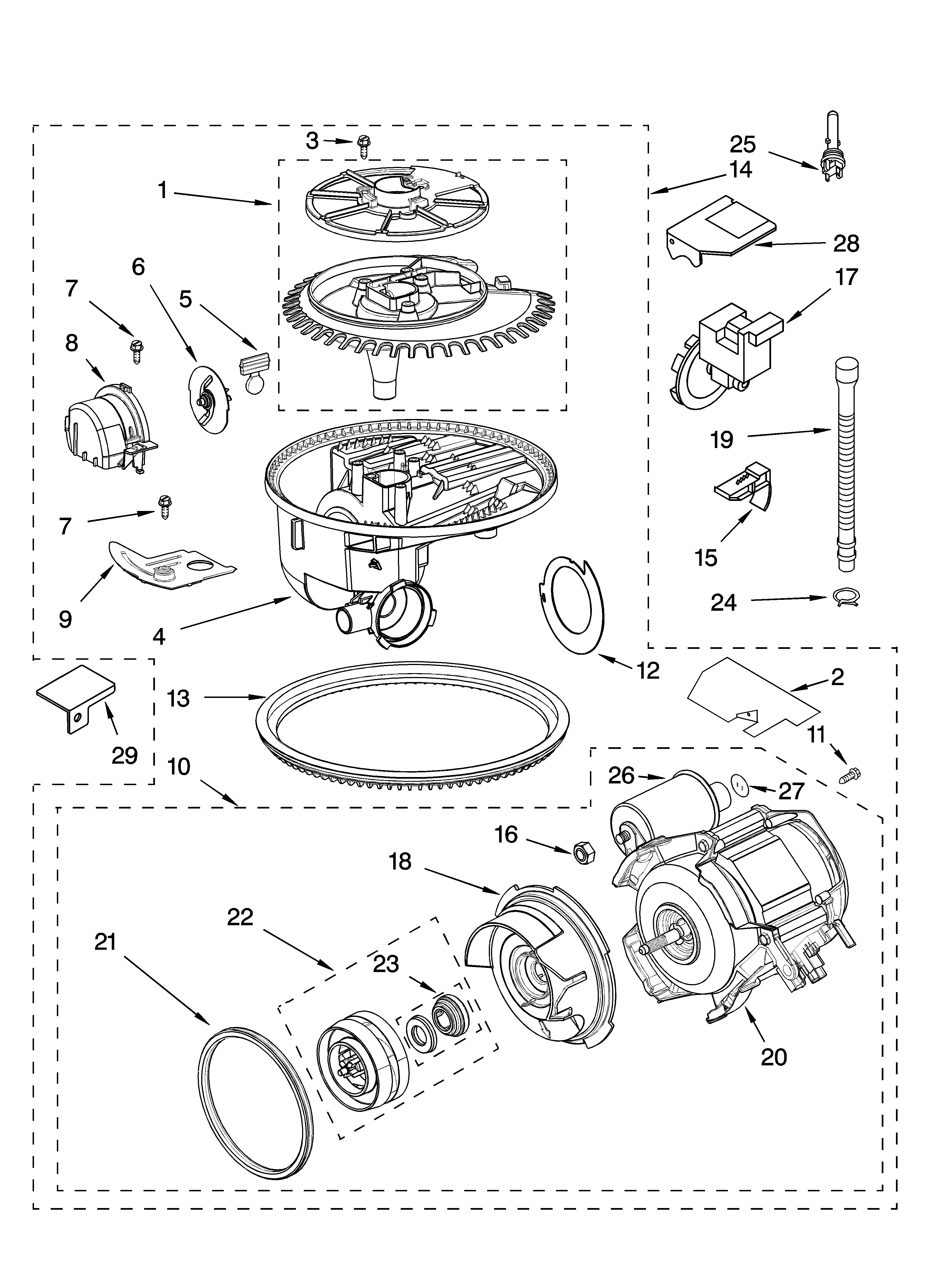 Kenmore 66517593200 pump and motor parts diagram