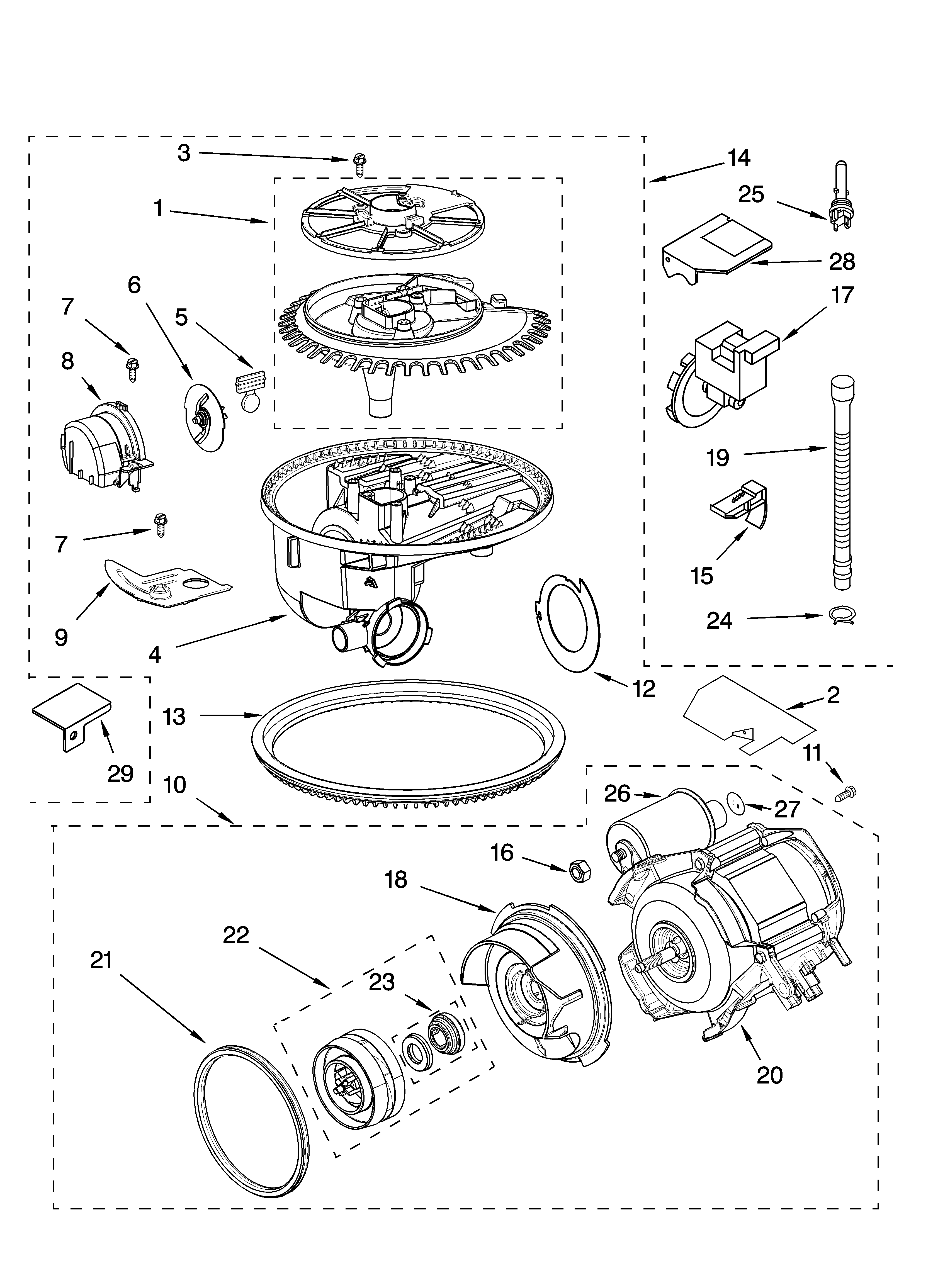 Kenmore 66516594201 pump and motor parts diagram