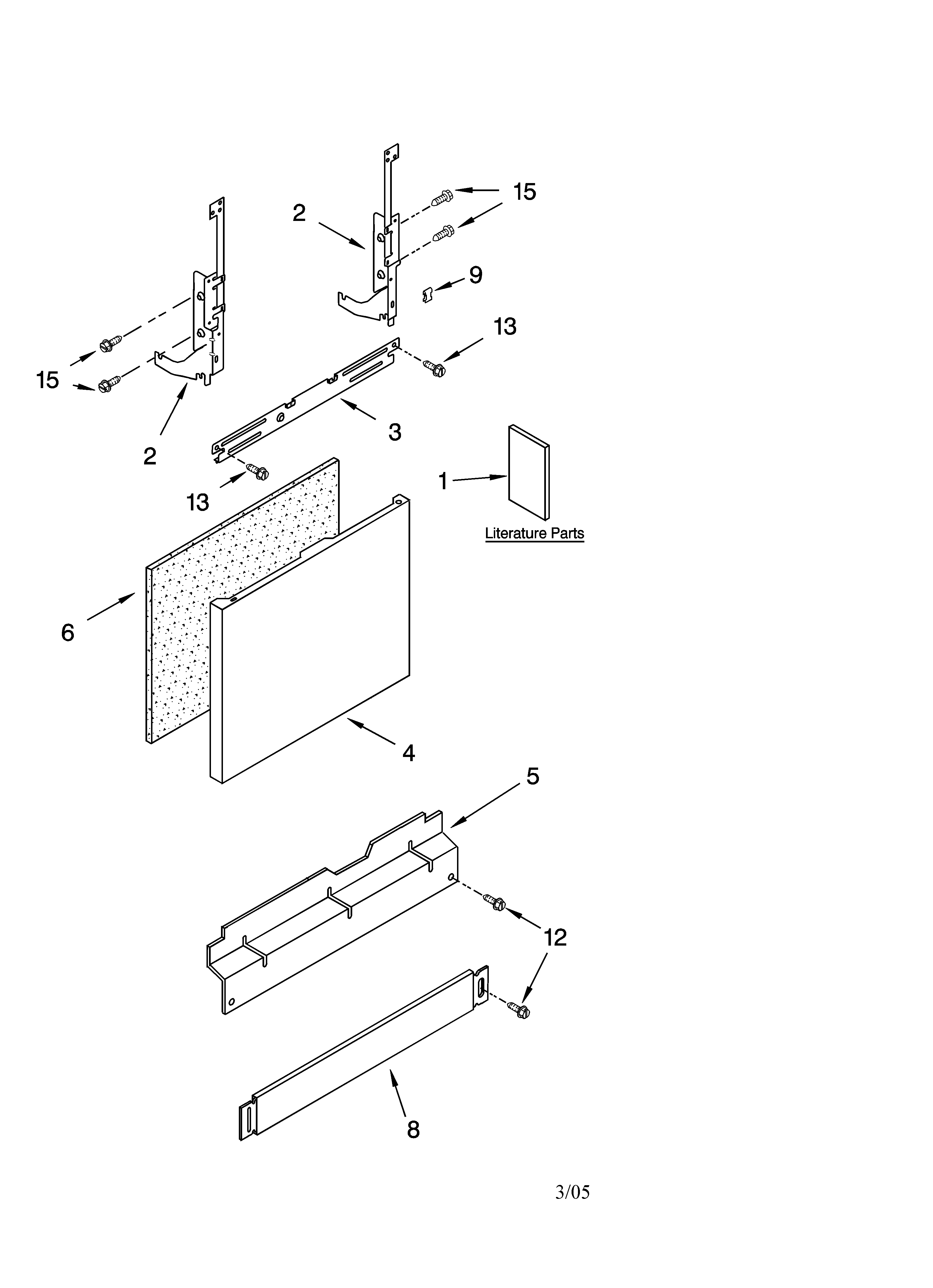 Kenmore 66516602301 door and panel parts diagram