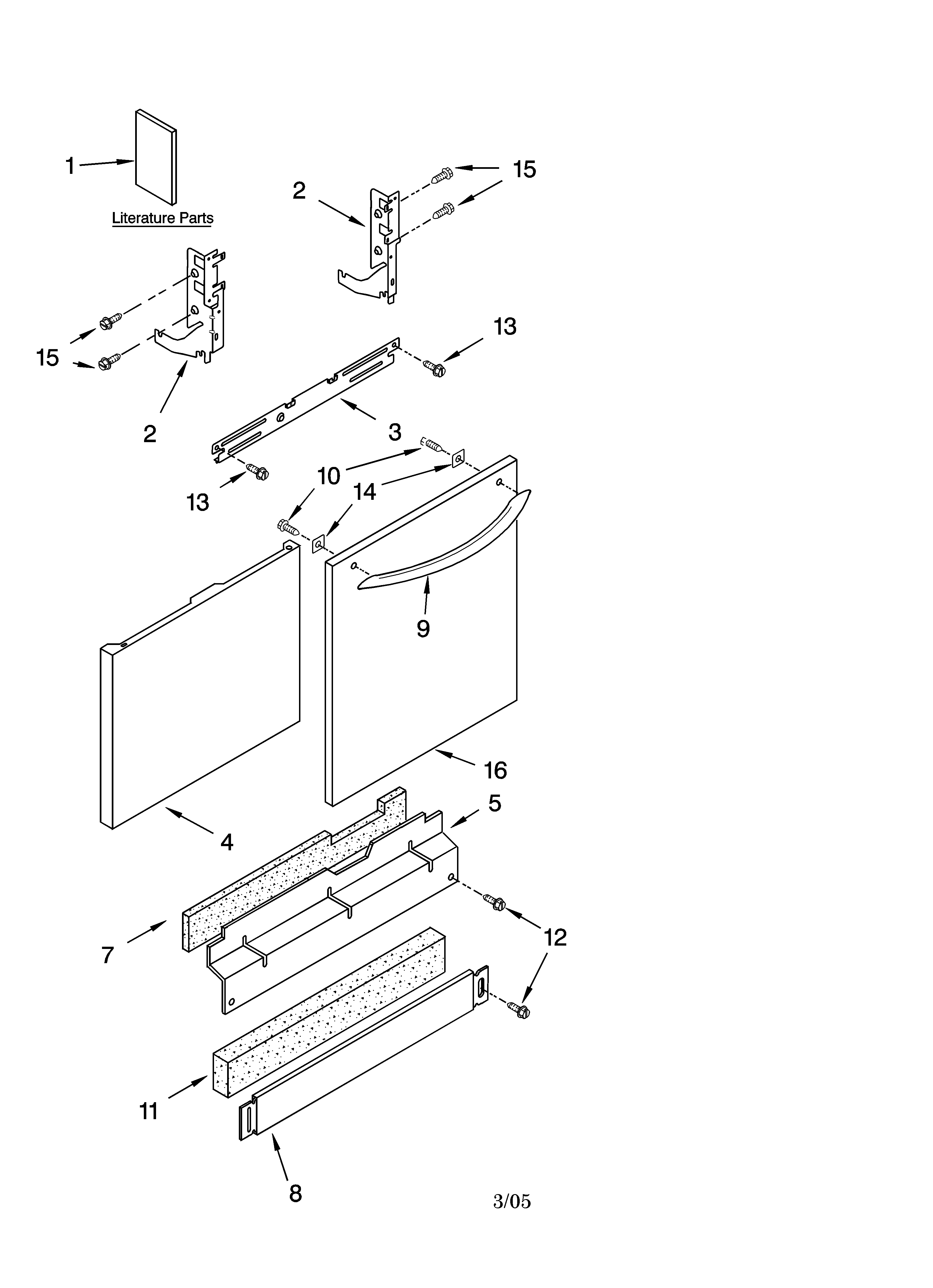 Kenmore 66517694200 door and panel parts diagram