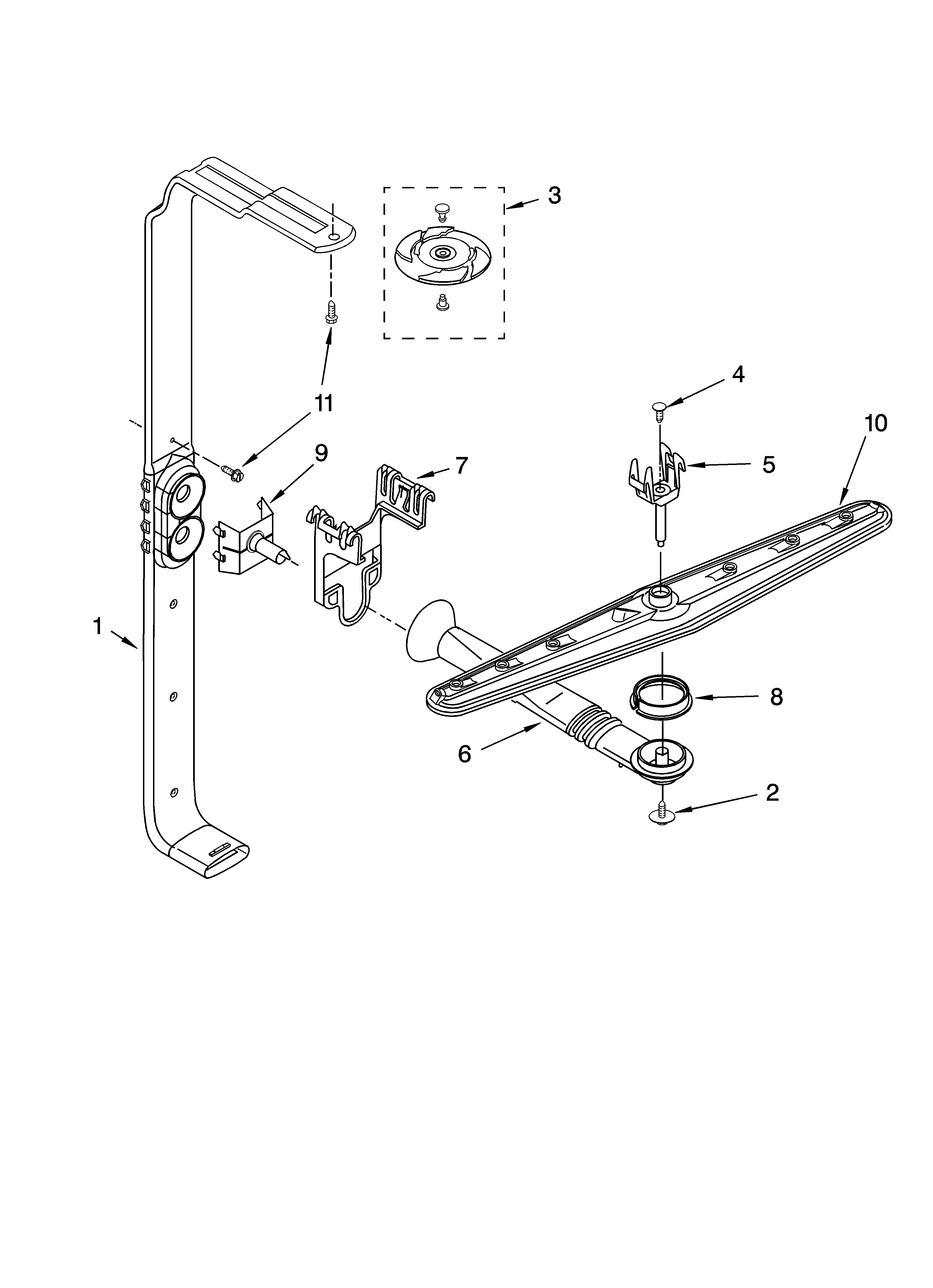 Kenmore 66517694200 upper wash and rinse parts diagram