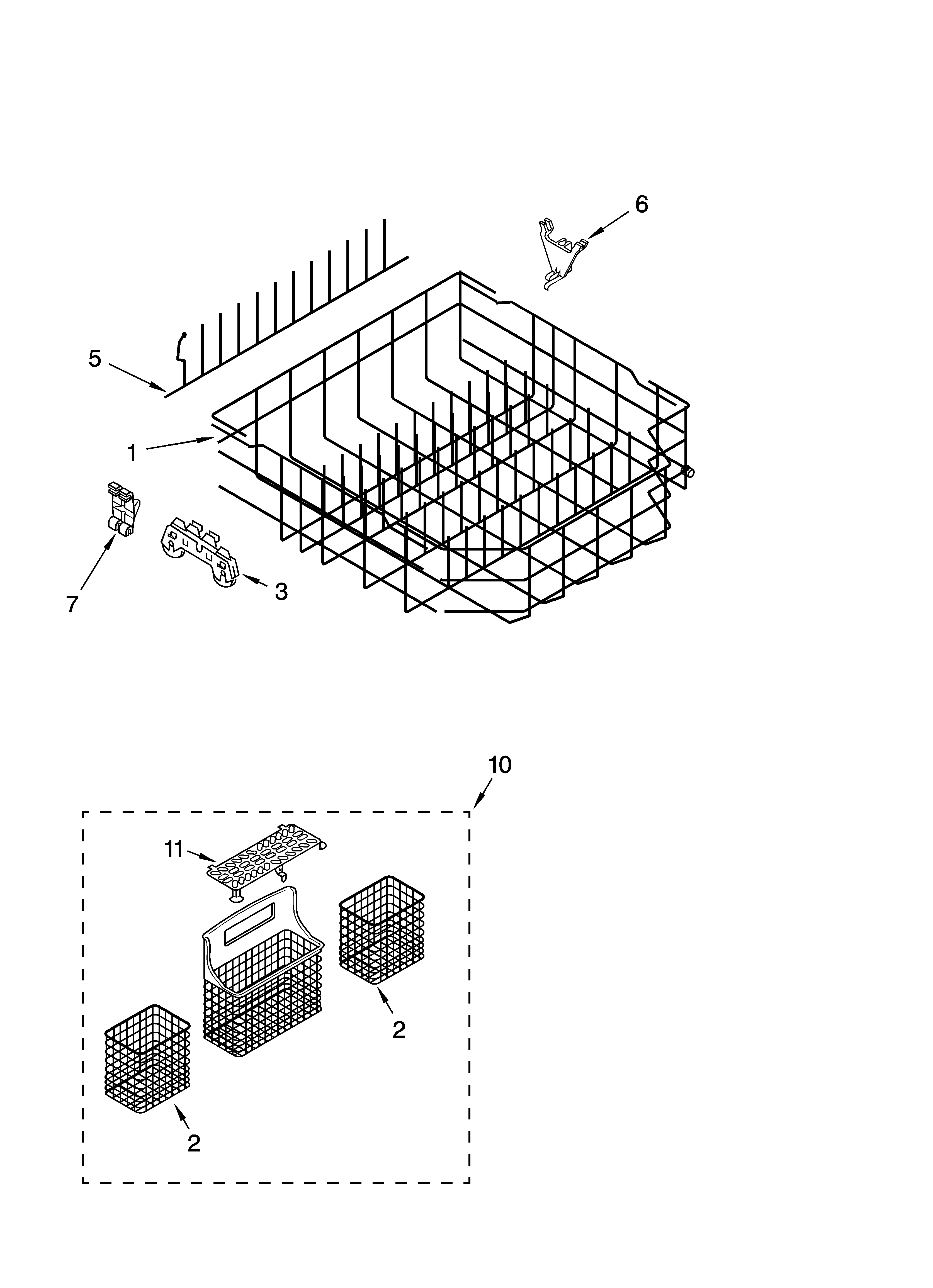 Kenmore 66517694200 lower rack parts diagram